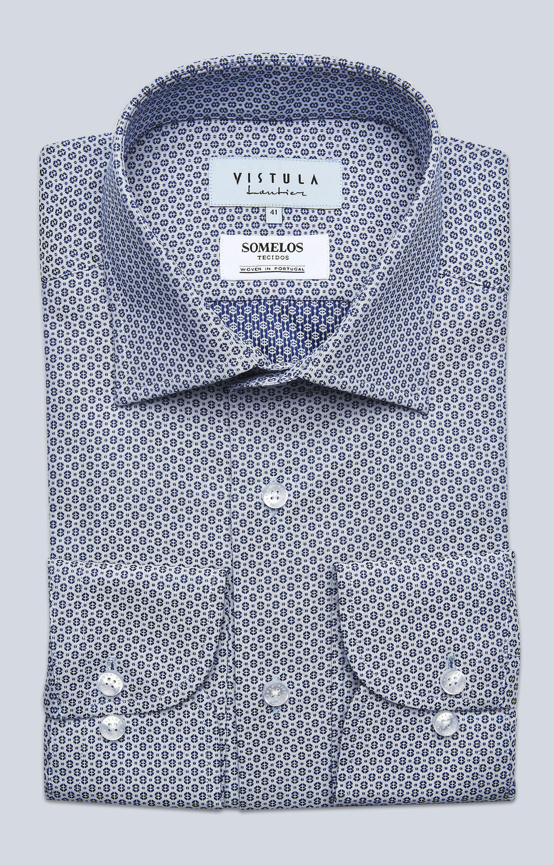 Koszula w geometryczny wzór z półwłoskim kołnierzem - 4