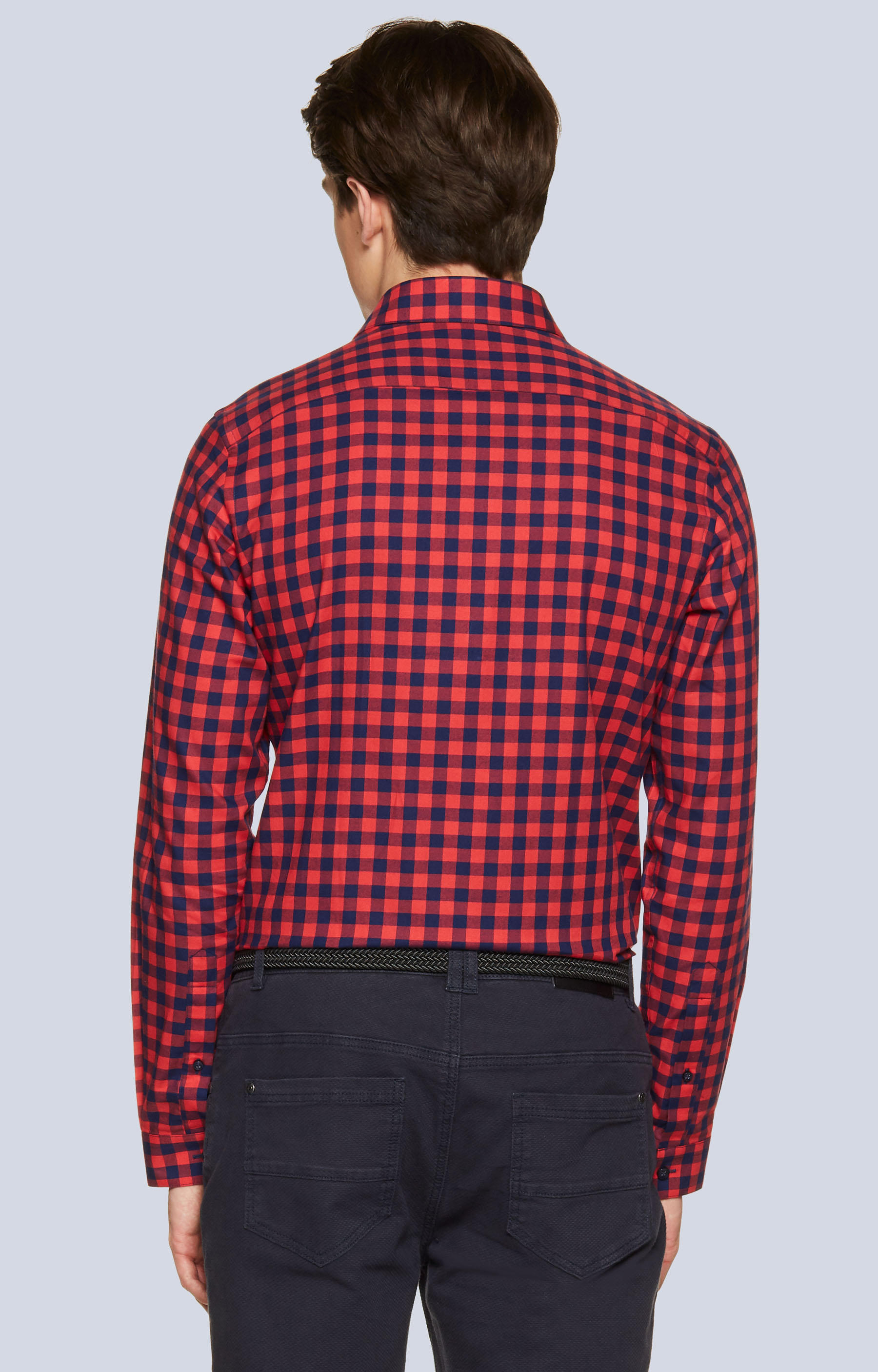 Dopasowana koszula w kratę, kołnierz kryty button-down - 2