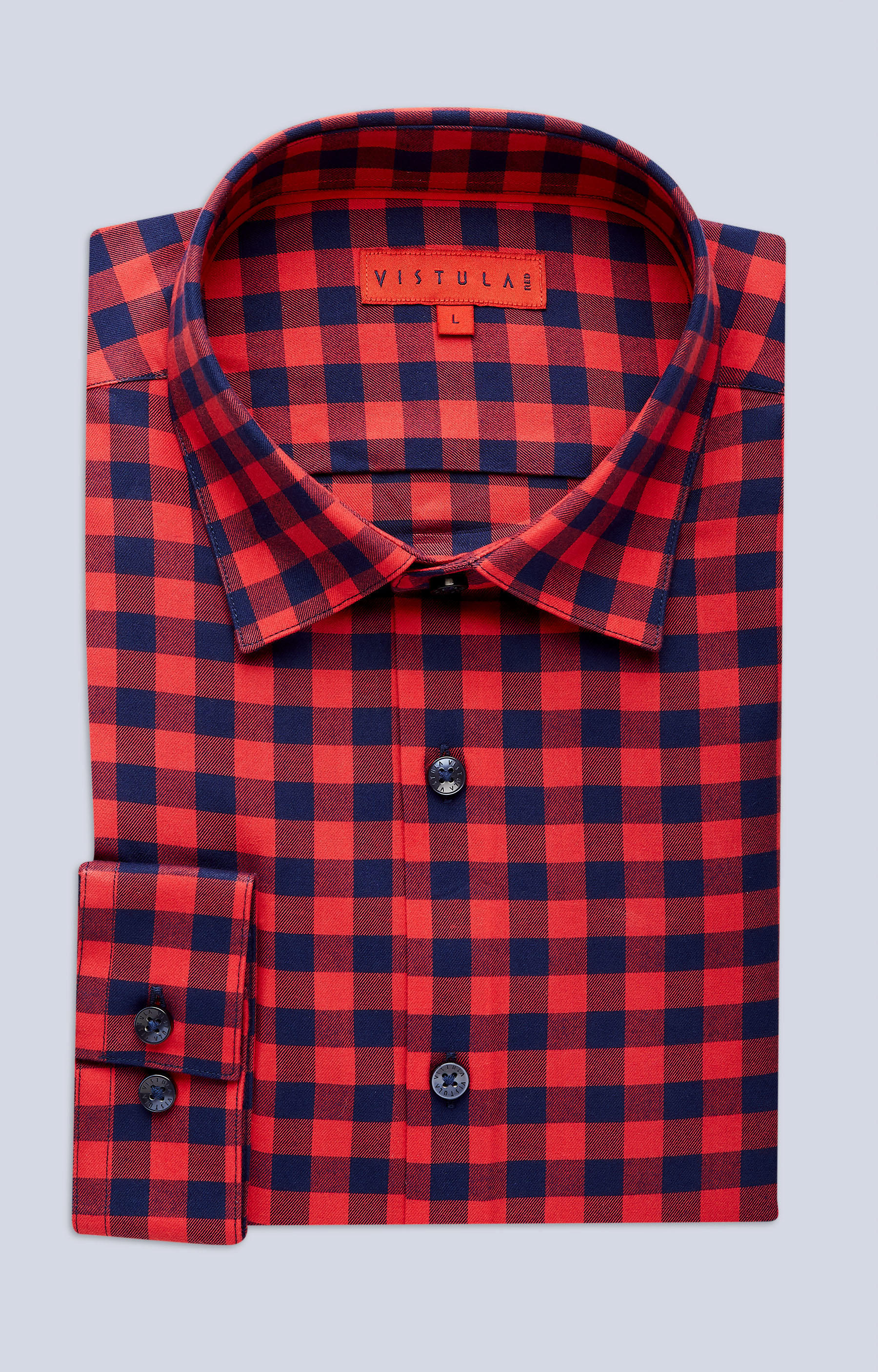 Dopasowana koszula w kratę, kołnierz kryty button-down - 3