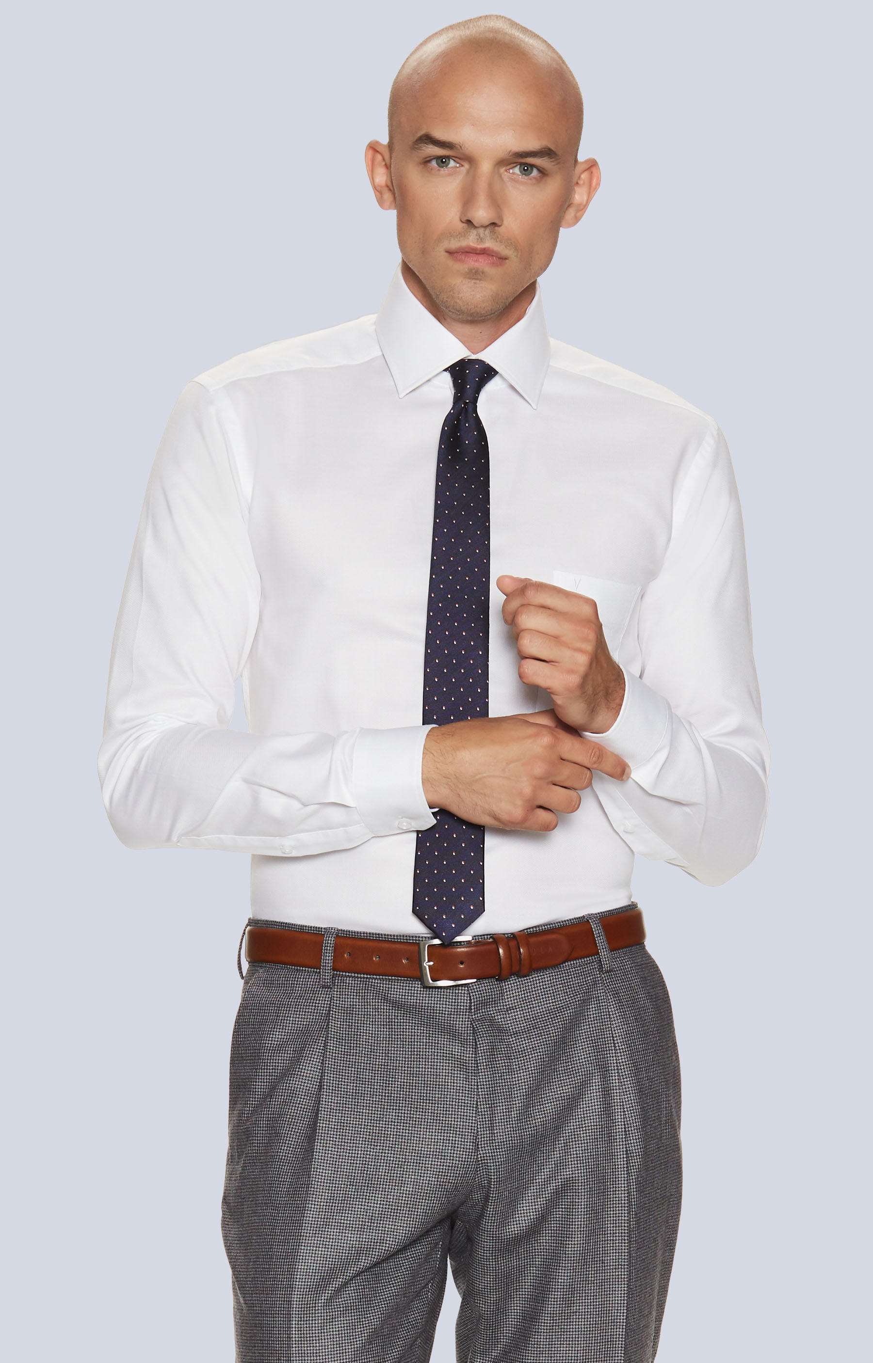 Koszula z delikatną strukturą, półwłoski kołnierz