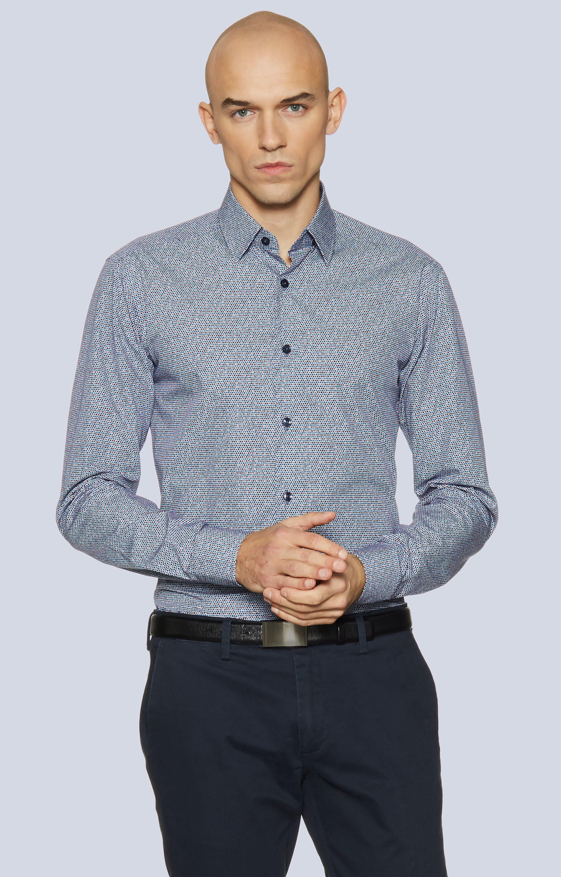Koszula w print z kołnierzem kryte button-down