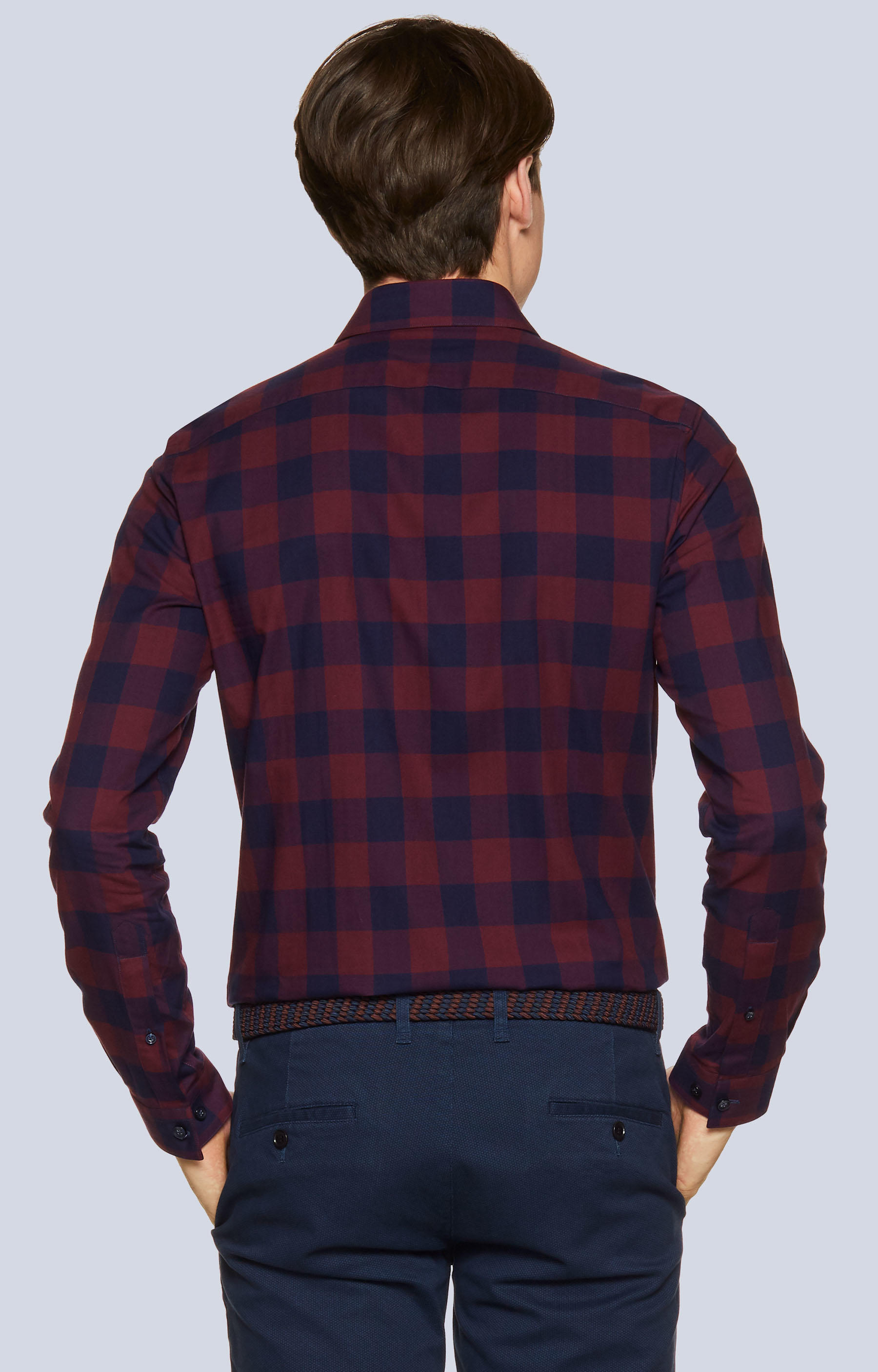 Dopasowana koszula w kratę, kołnierz kryte button-down - 2