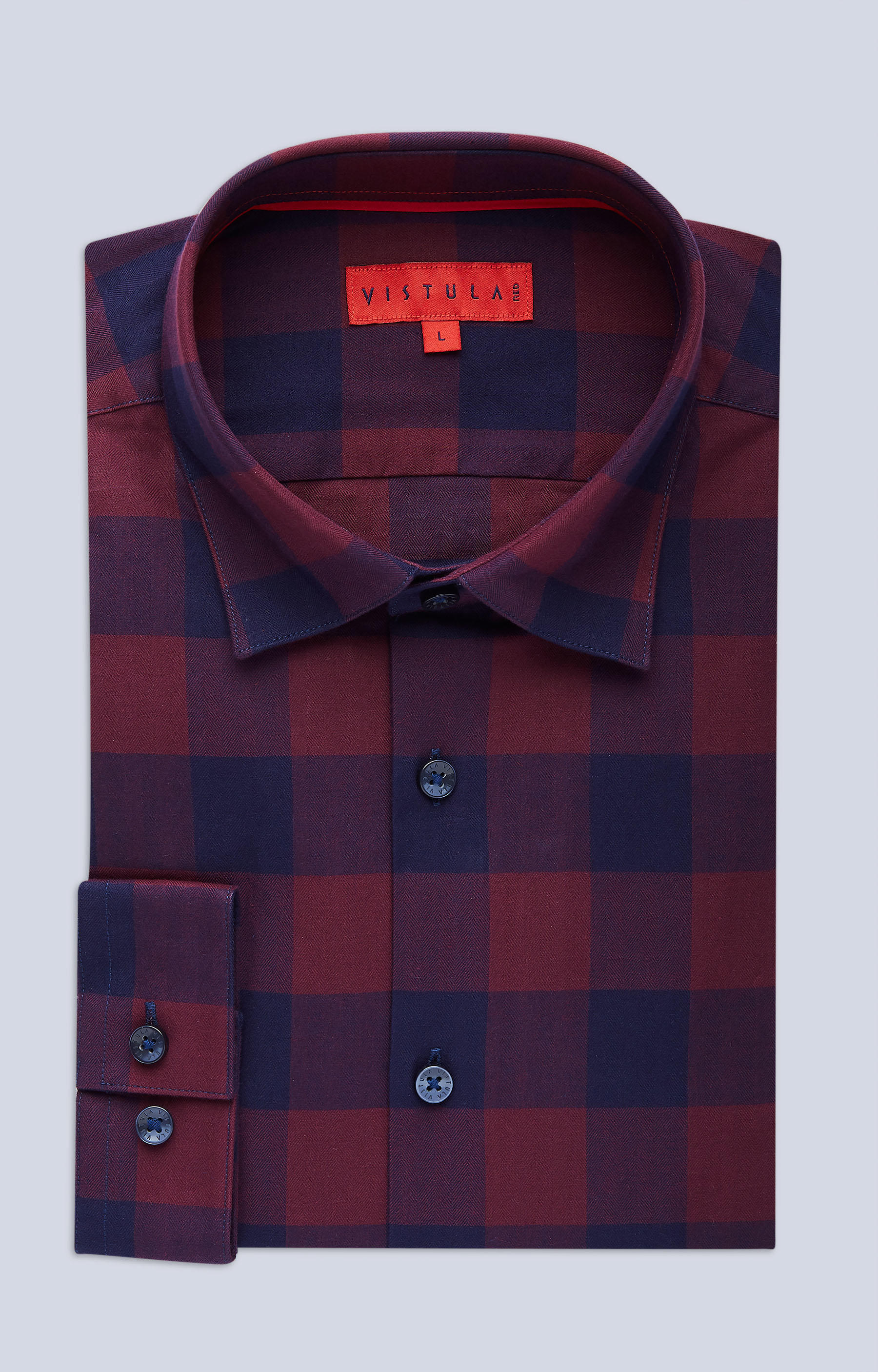 Dopasowana koszula w kratę, kołnierz kryte button-down - 3