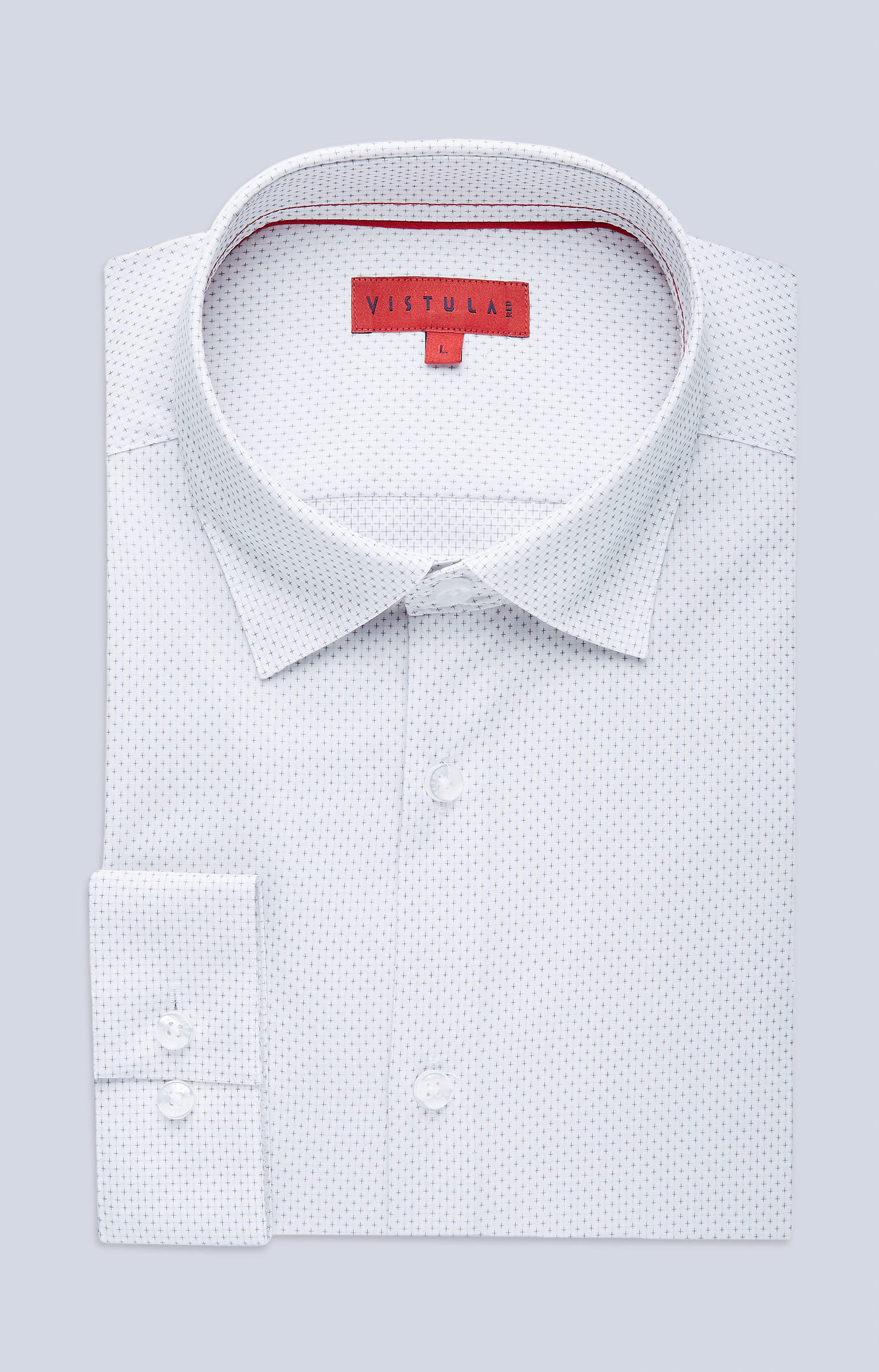 Dopasowana koszula w mikrowzór, kołnierz kryte button-down - 3