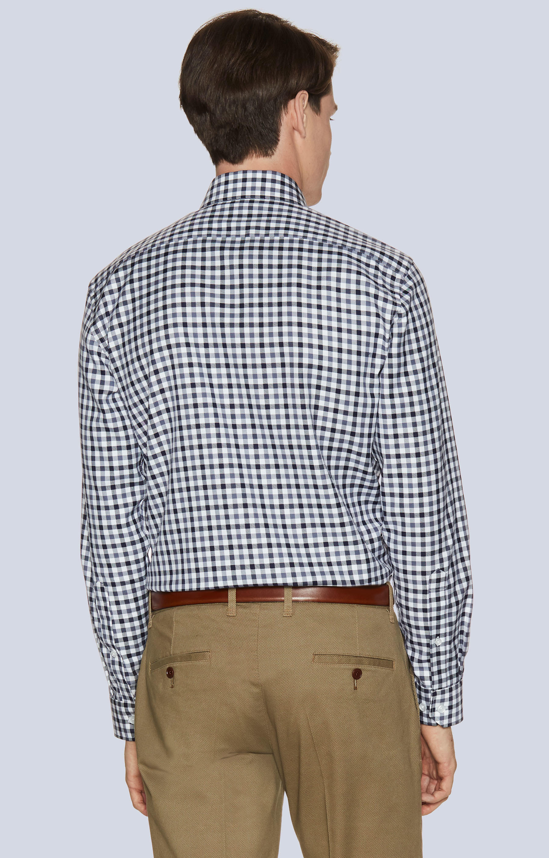 Luźna koszula w kratę z włoskim kołnierzem - 2