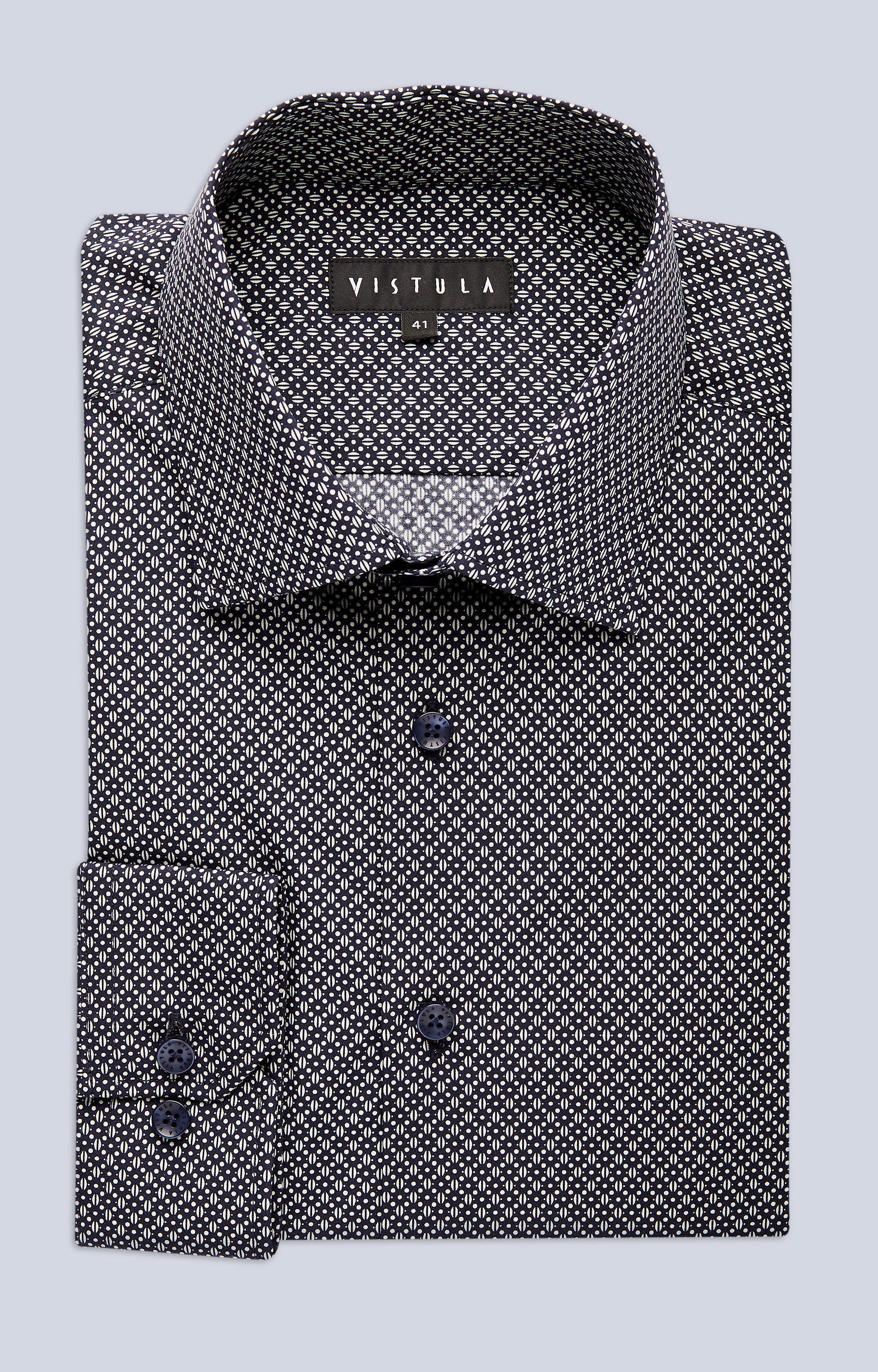 Koszula w mikrowzór z włoskim kołnierzem - 3