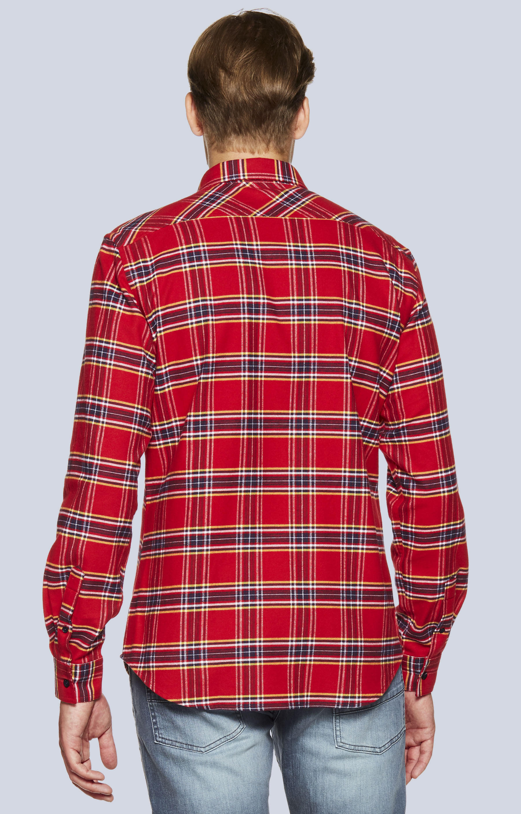 Dopasowana koszula w kratę, kołnierz button-down - 2