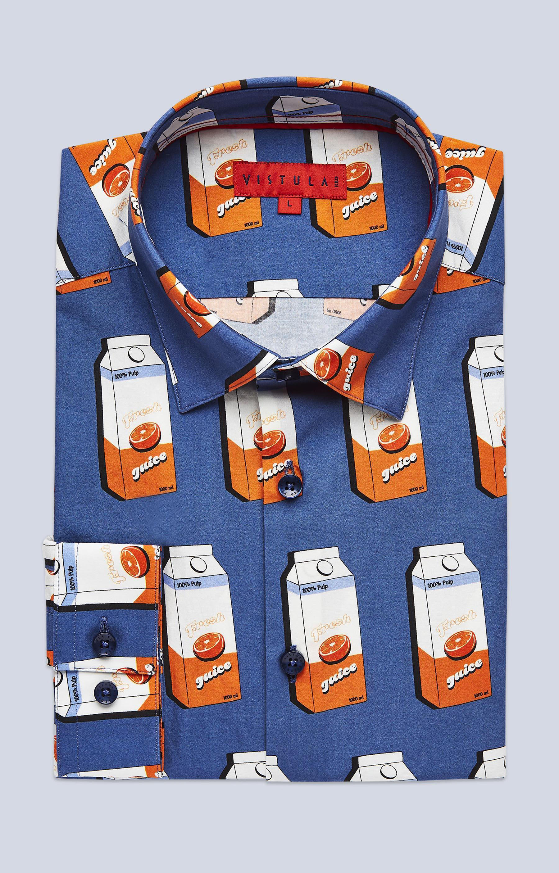 Dopasowana koszula w print, kołnierz kryte button-down - 3