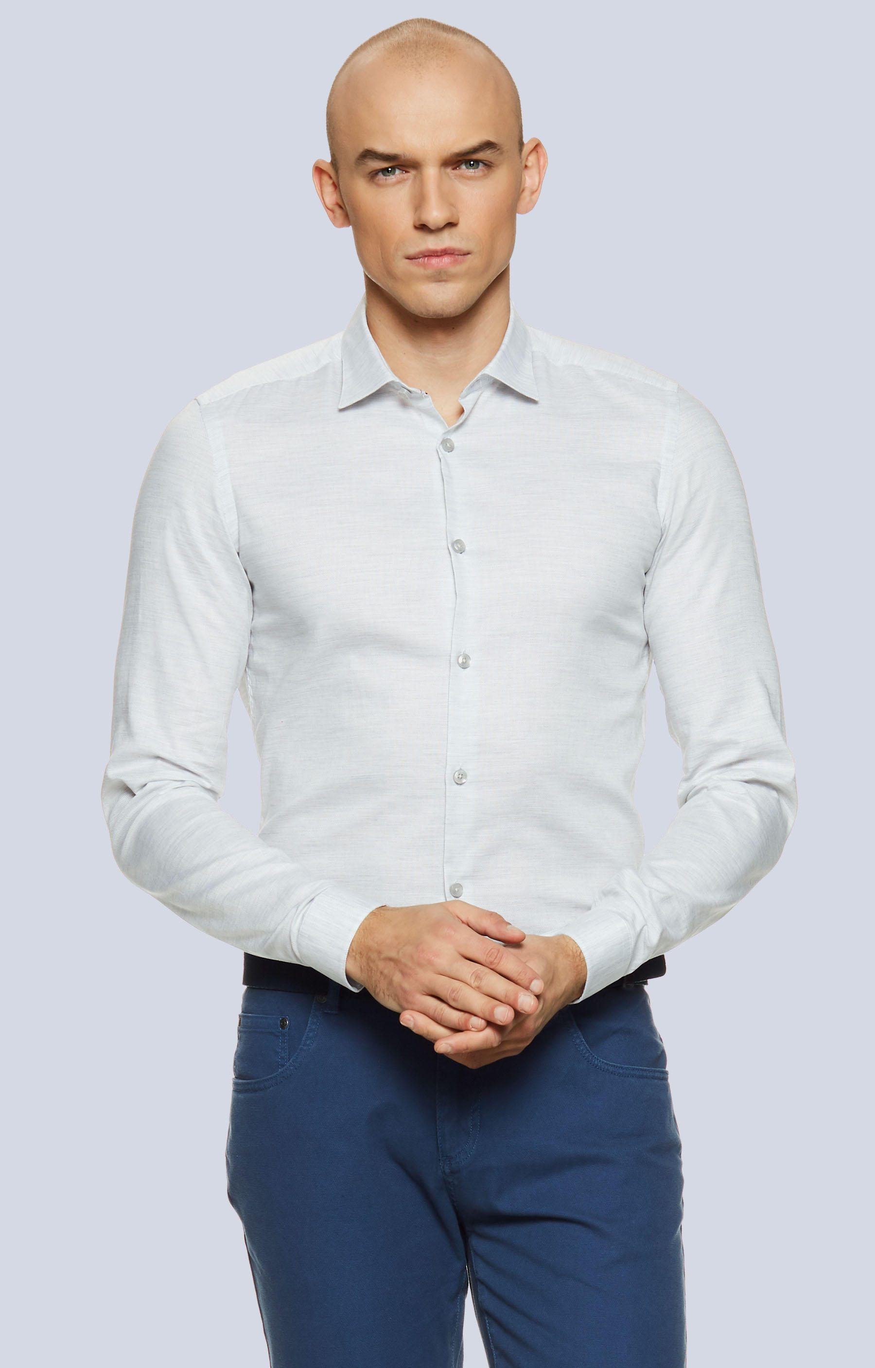 Dopasowana koszula z melanżowej tkaniny