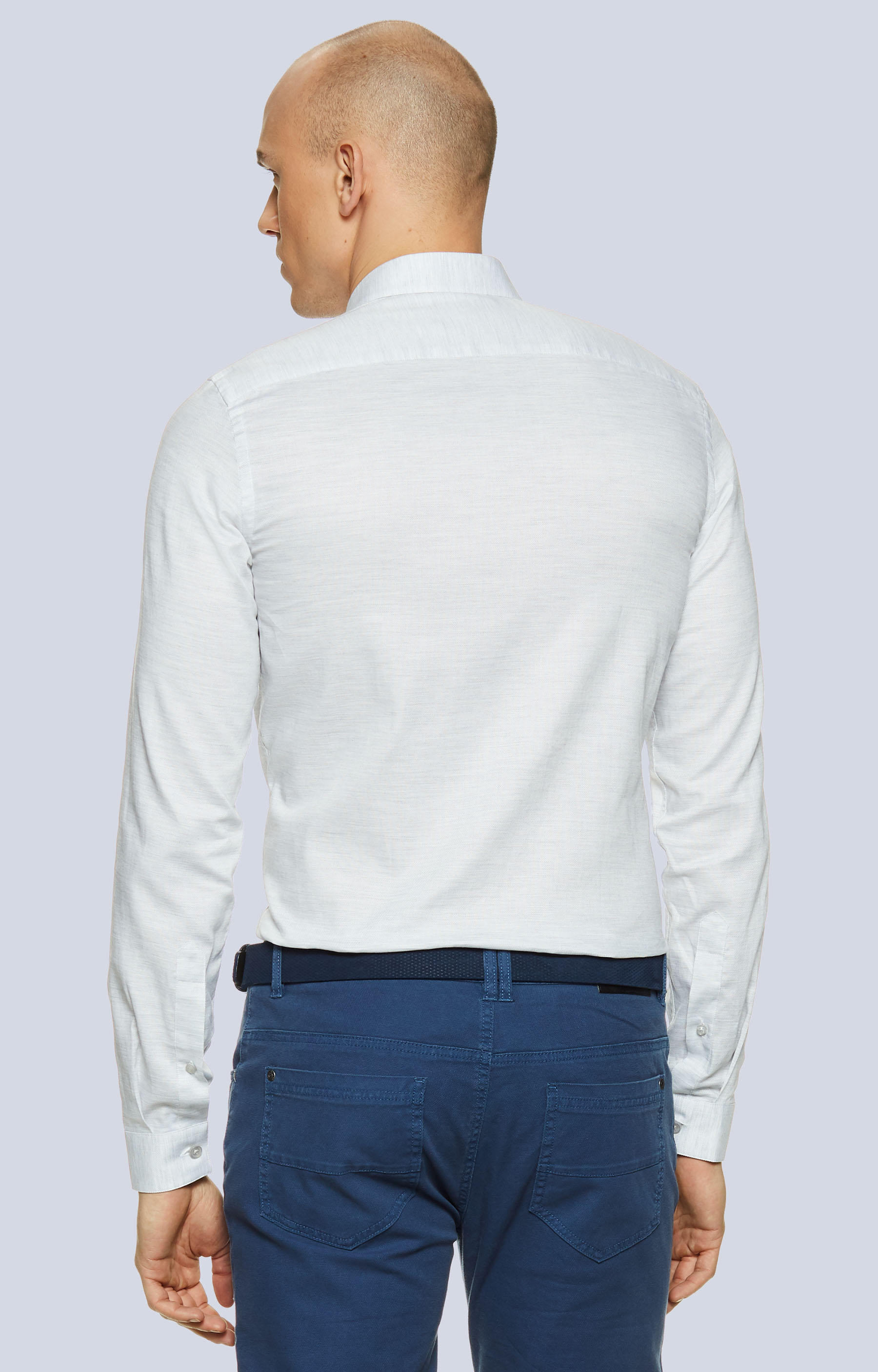 Dopasowana koszula z melanżowej tkaniny - 2