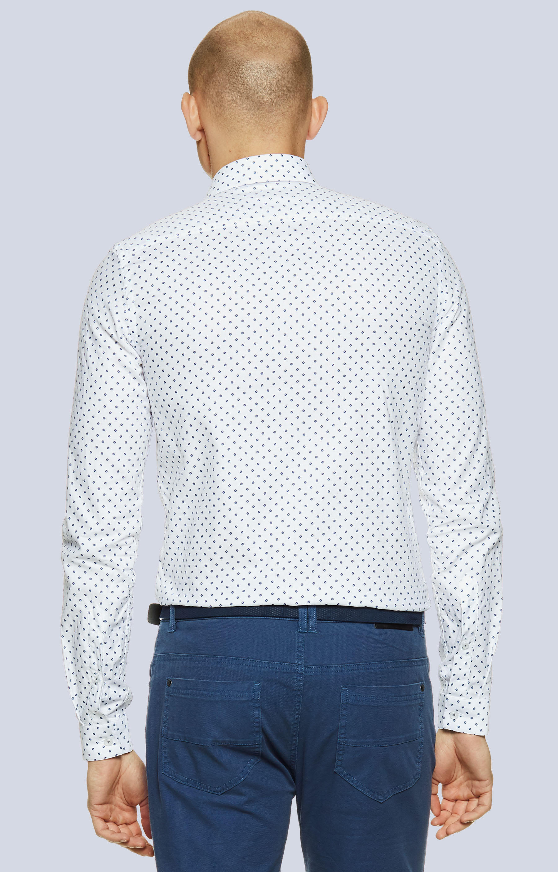 Dopasowana koszula w geometryczny wzór, kołnierz kryte button-down - 2