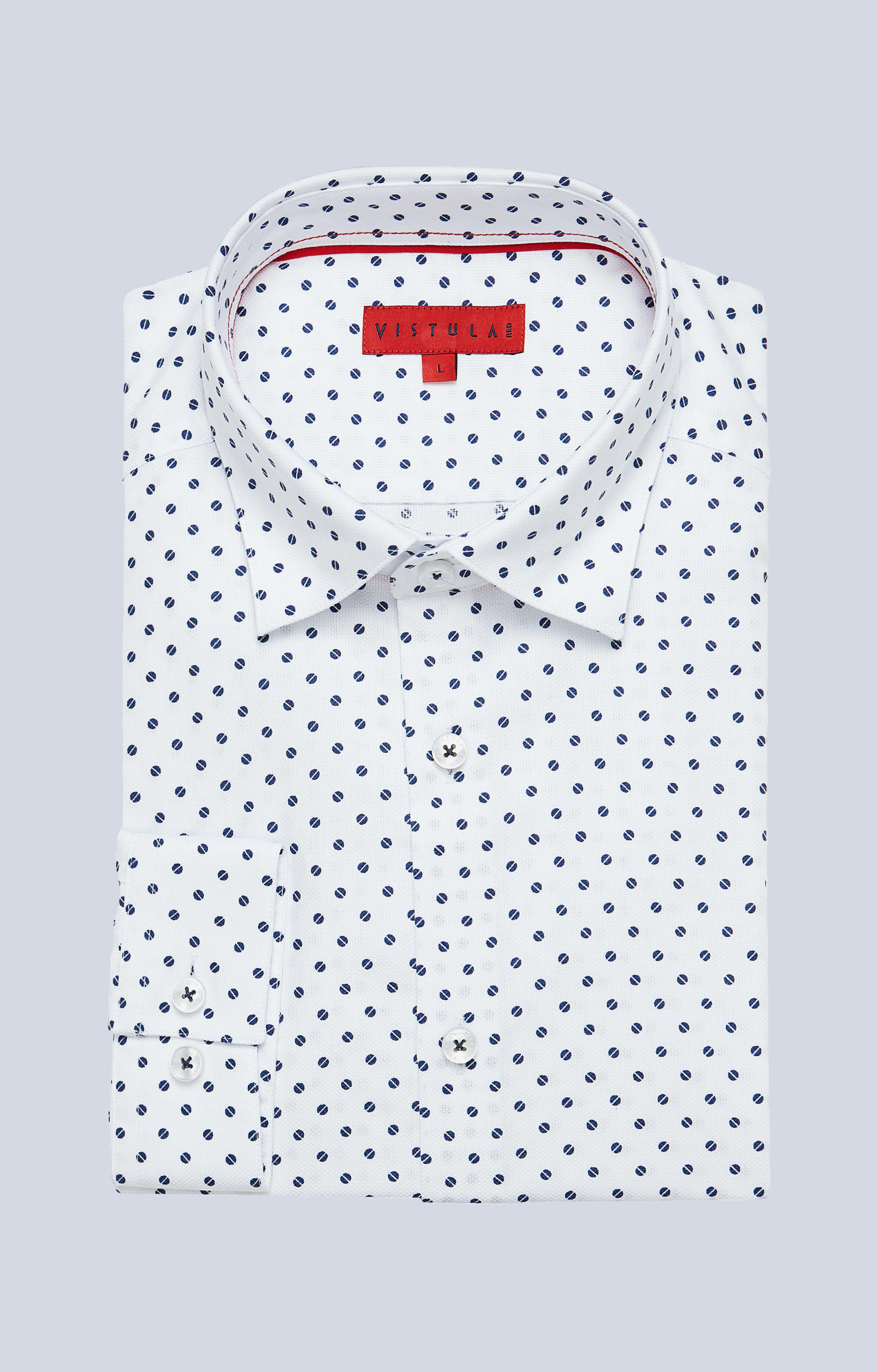 Dopasowana koszula w geometryczny wzór, kołnierz kryte button-down - 3