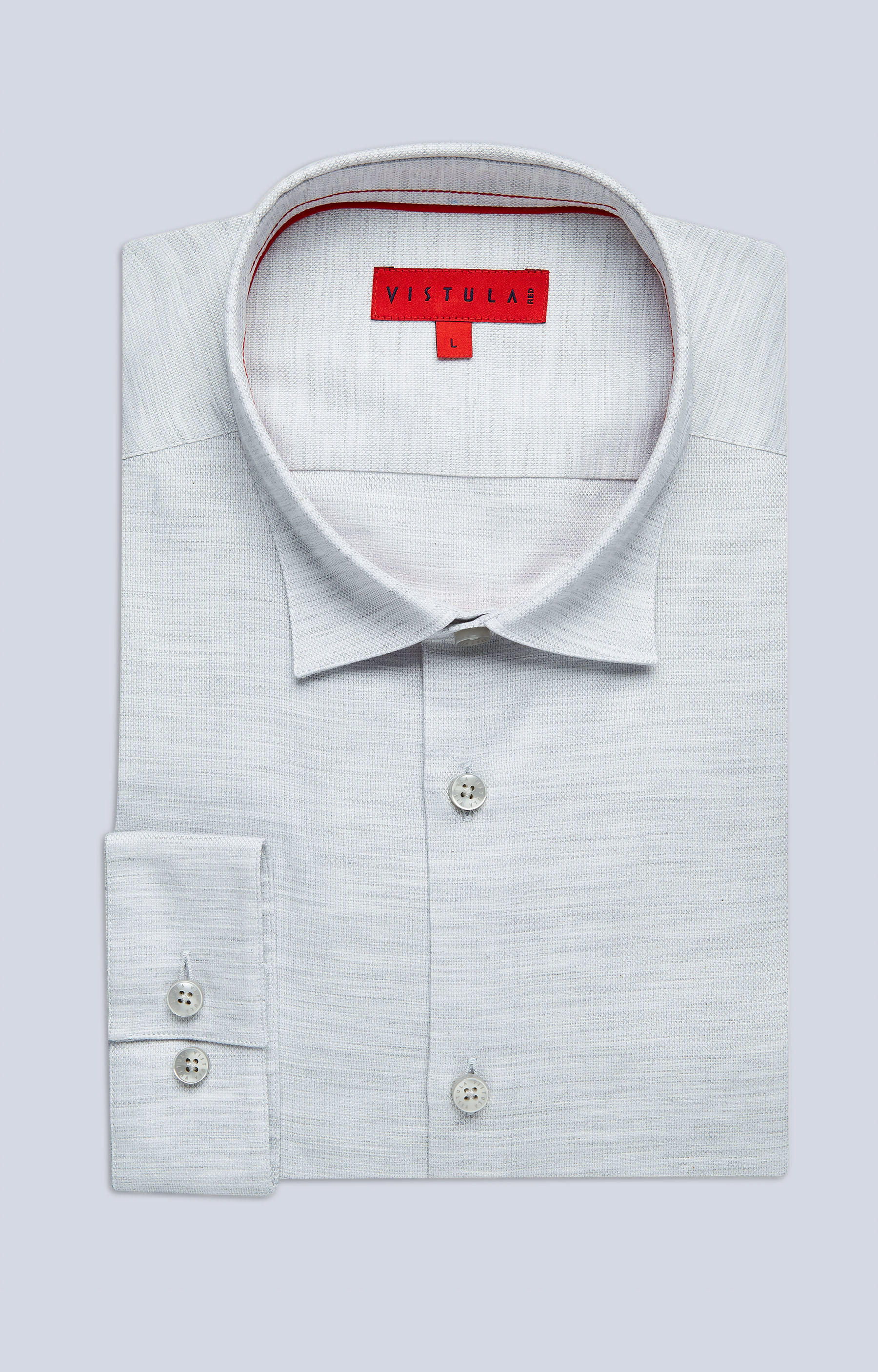 Dopasowana koszula z melanżowej tkaniny - 3