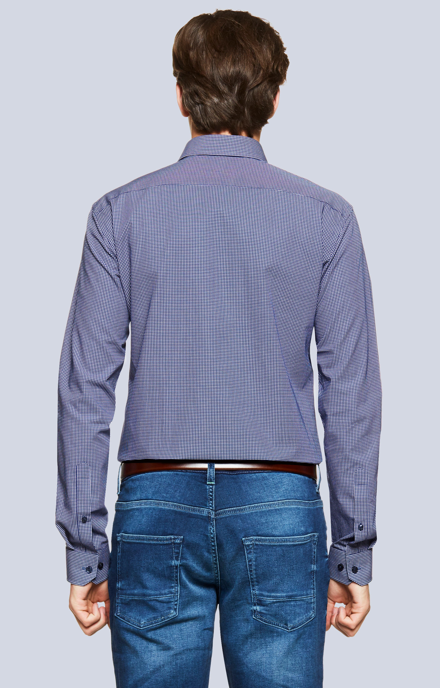 Koszula w mikrowzór z kieszonką, włoski kołnierz - 2