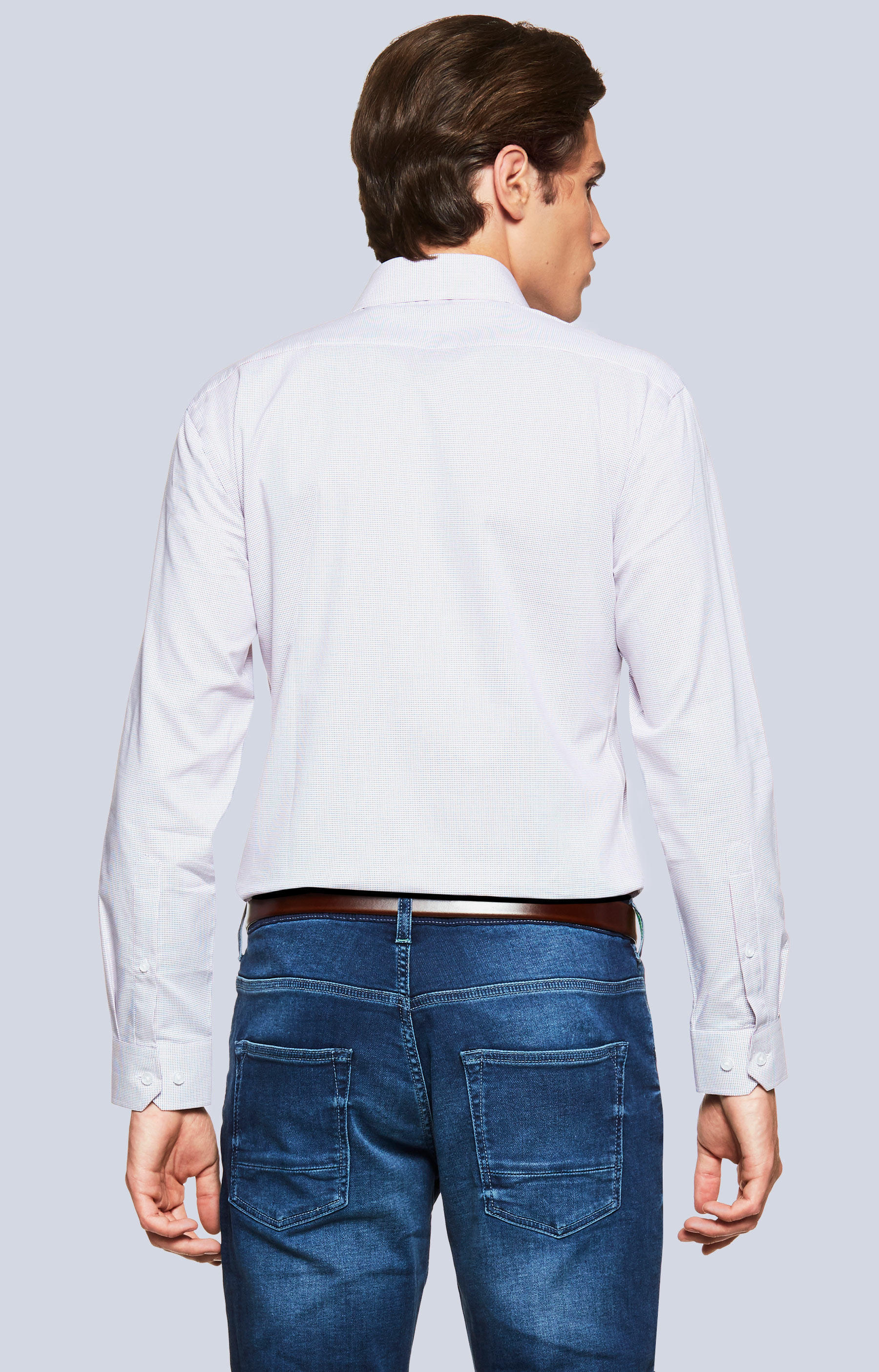 Koszula w mikrowzór z kieszonką, włoski kołnierz - 2