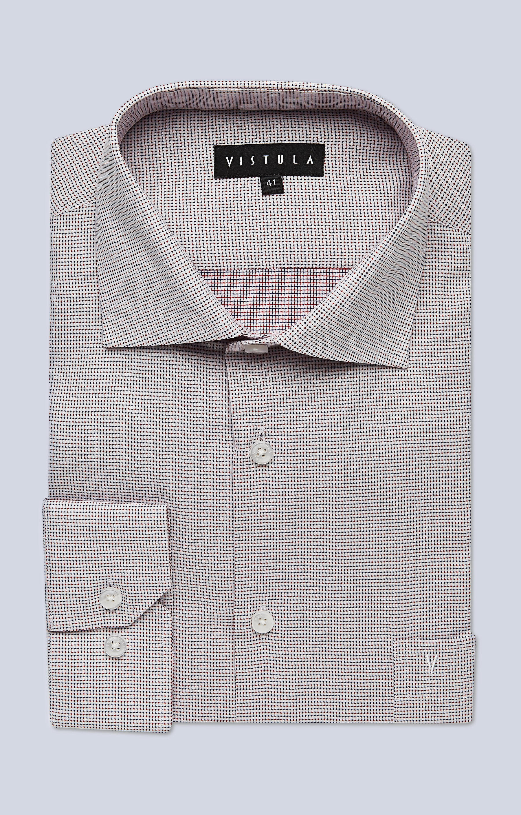 Koszula w mikrowzór z kieszonką, włoski kołnierz - 3