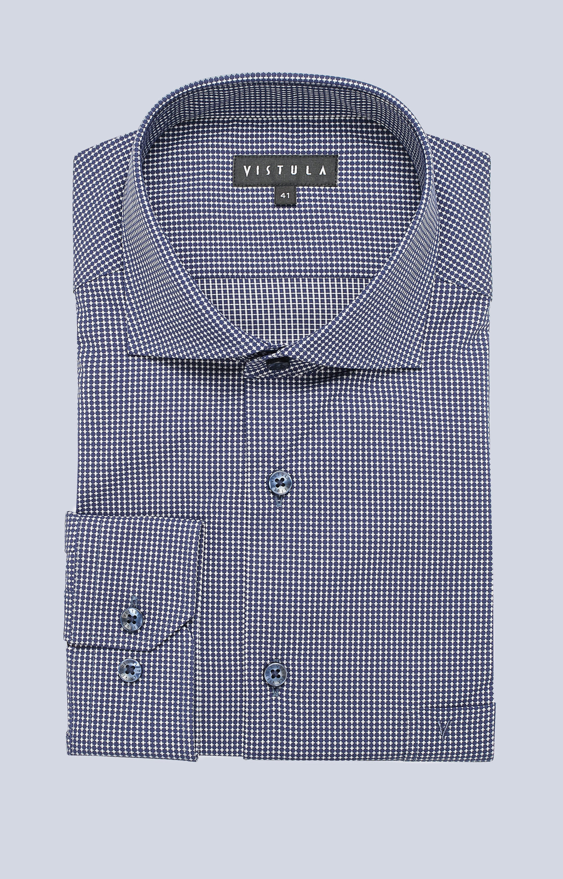 Koszula w mikrowzór z kieszonką, włoski kołnierz - 3