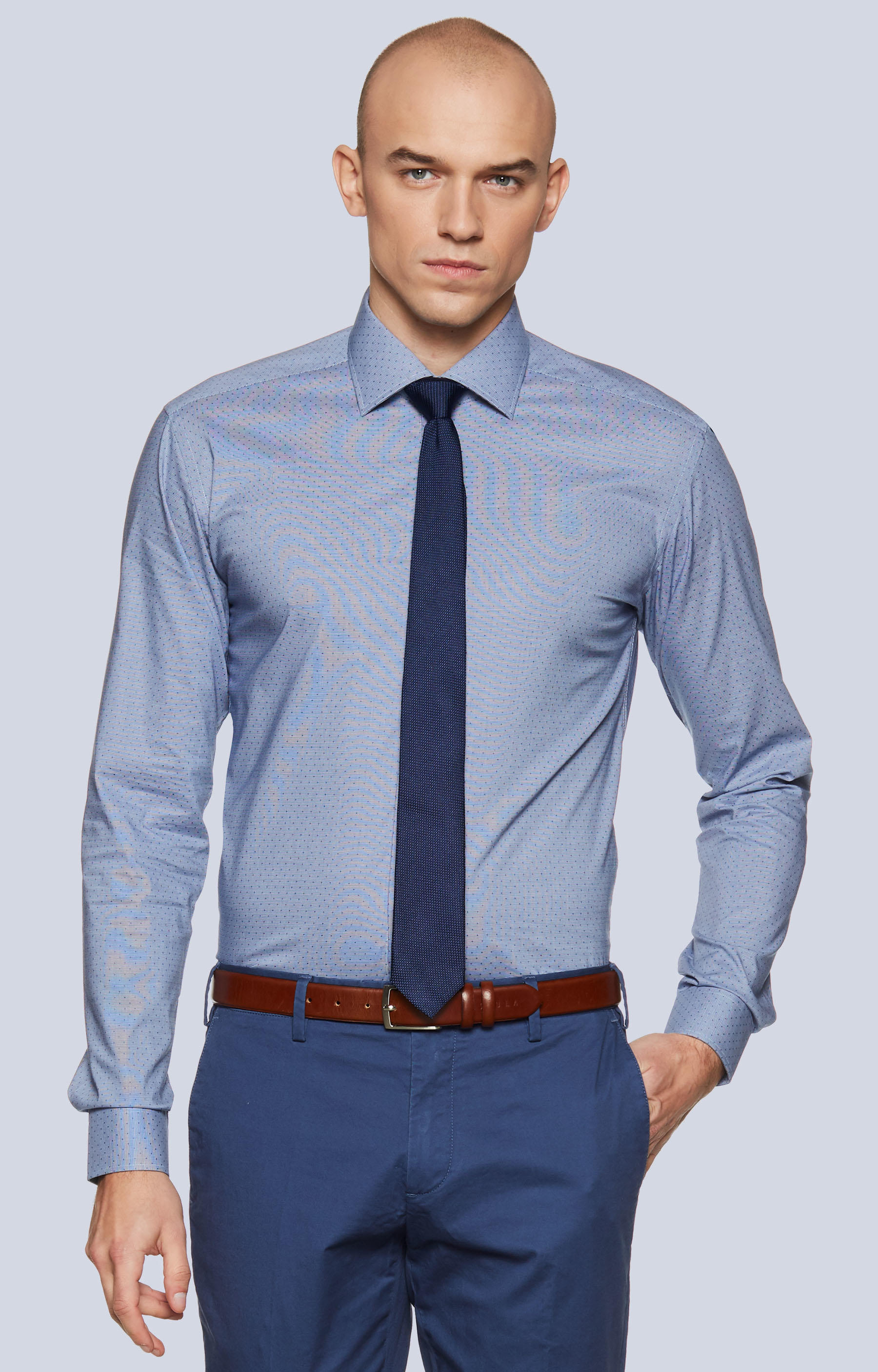 Koszula w mikrowzór z włoskim kołnierzem