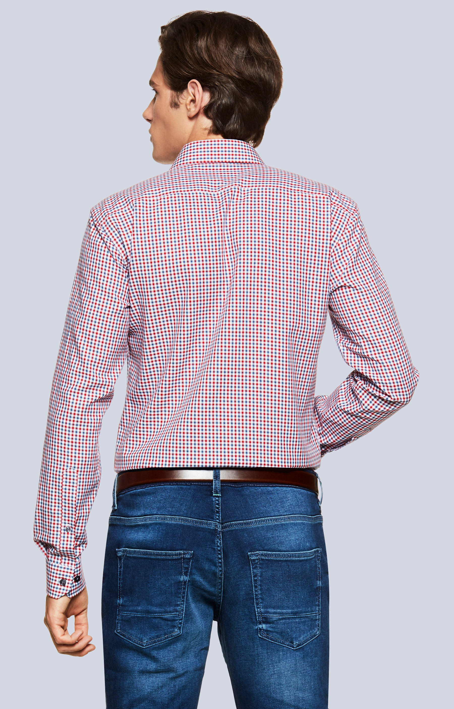 Koszula w kratę z półwłoskim kołnierzem - 2