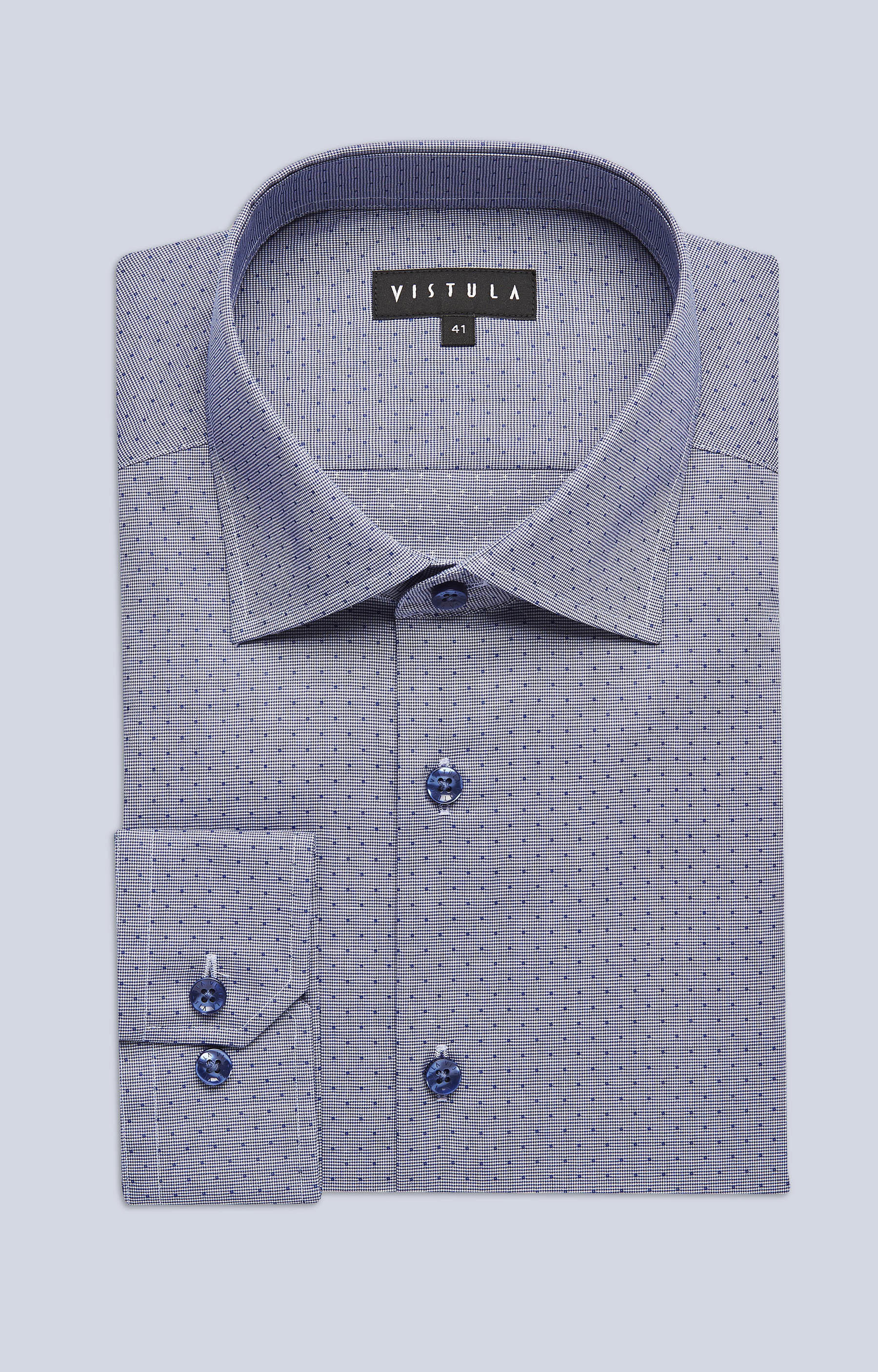 Koszula w mikrowzór z włoskim kołnierzem - 3