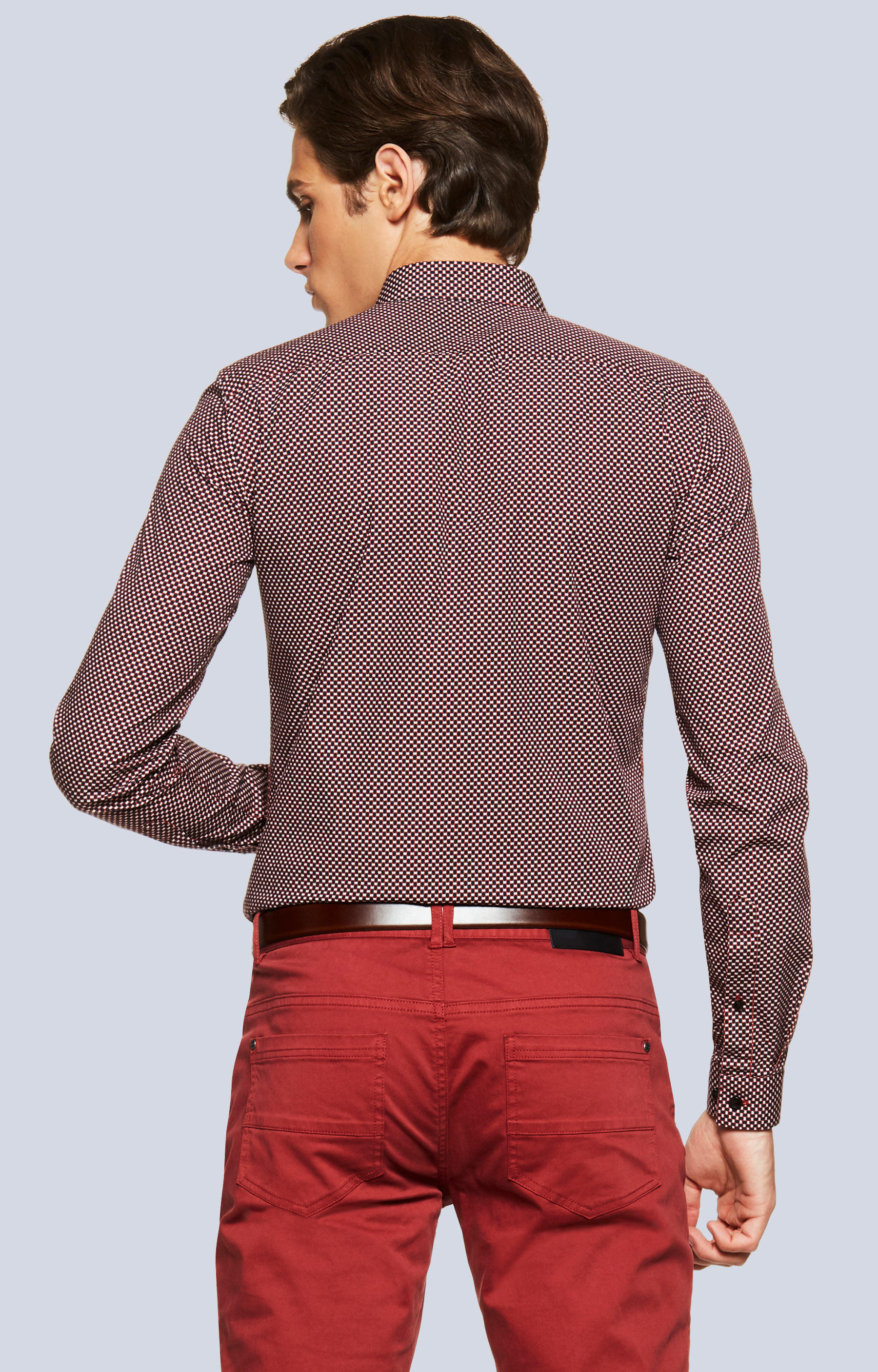 Dopasowana koszula w print, kołnierz kryte button-down - 2