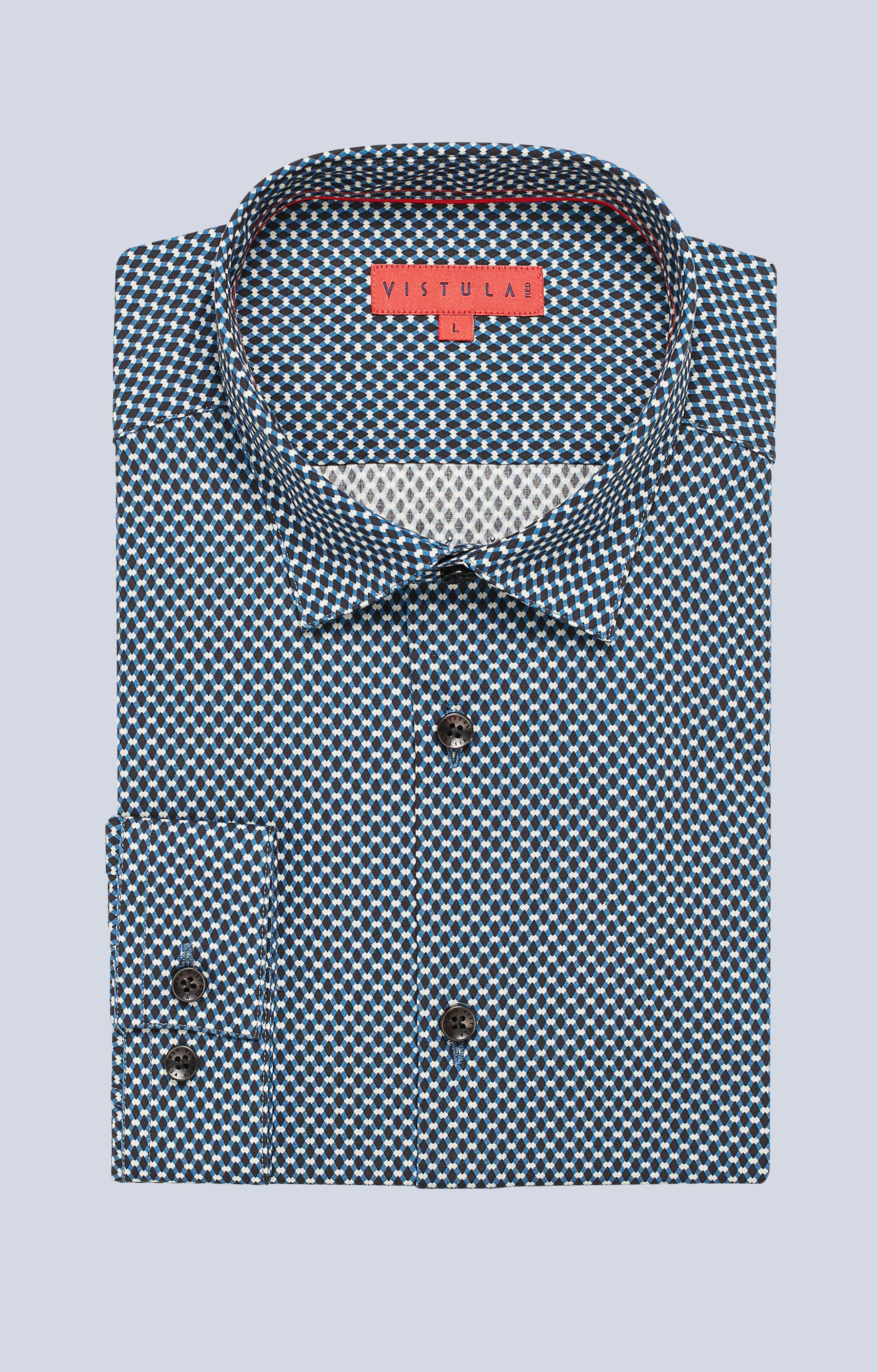 Dopasowana koszula w mikrowzór z kołnierzem kryte button-down - 3