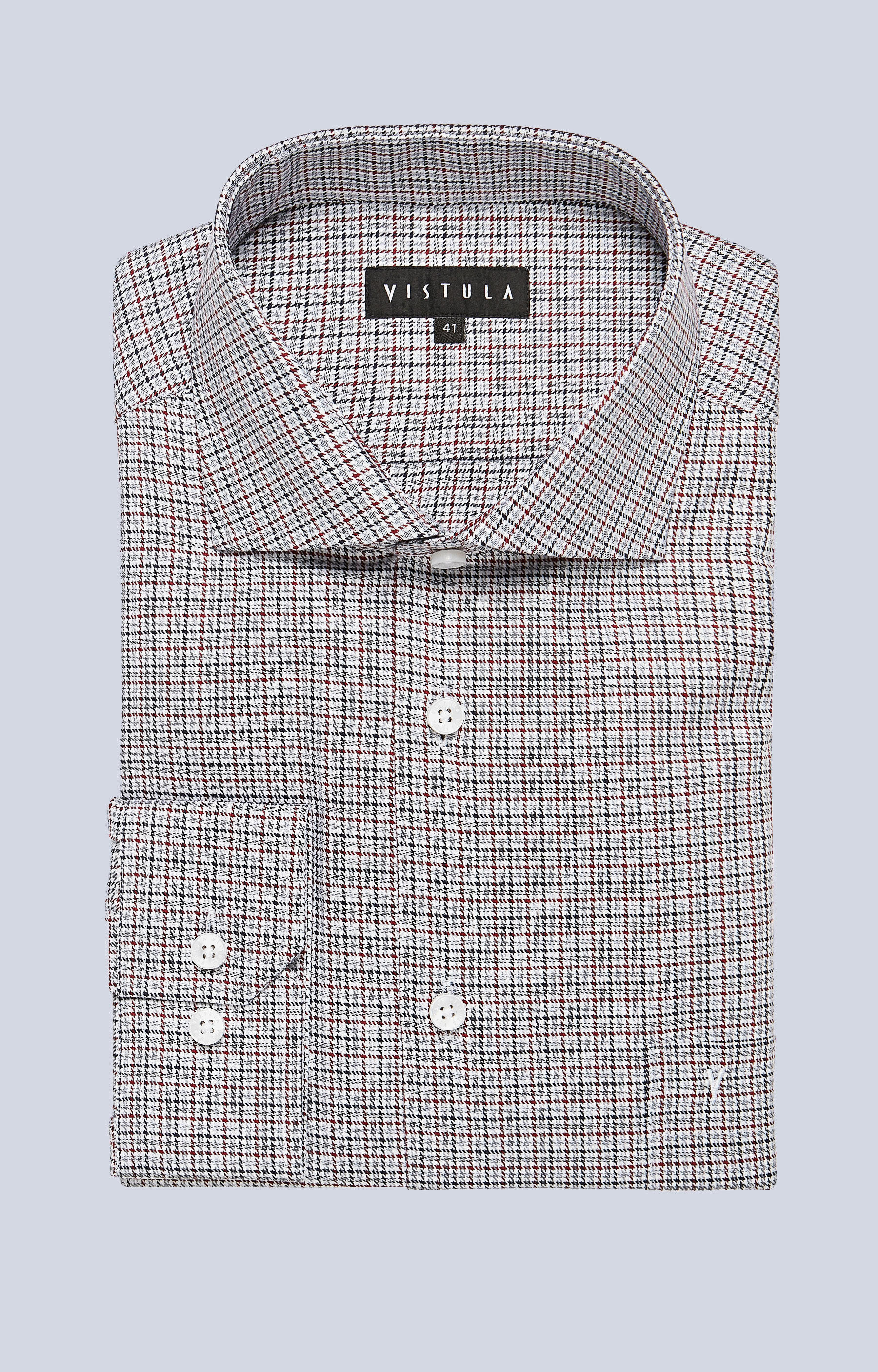 Koszula w mikrowzór z kieszonką, włoski kołnierz - 3