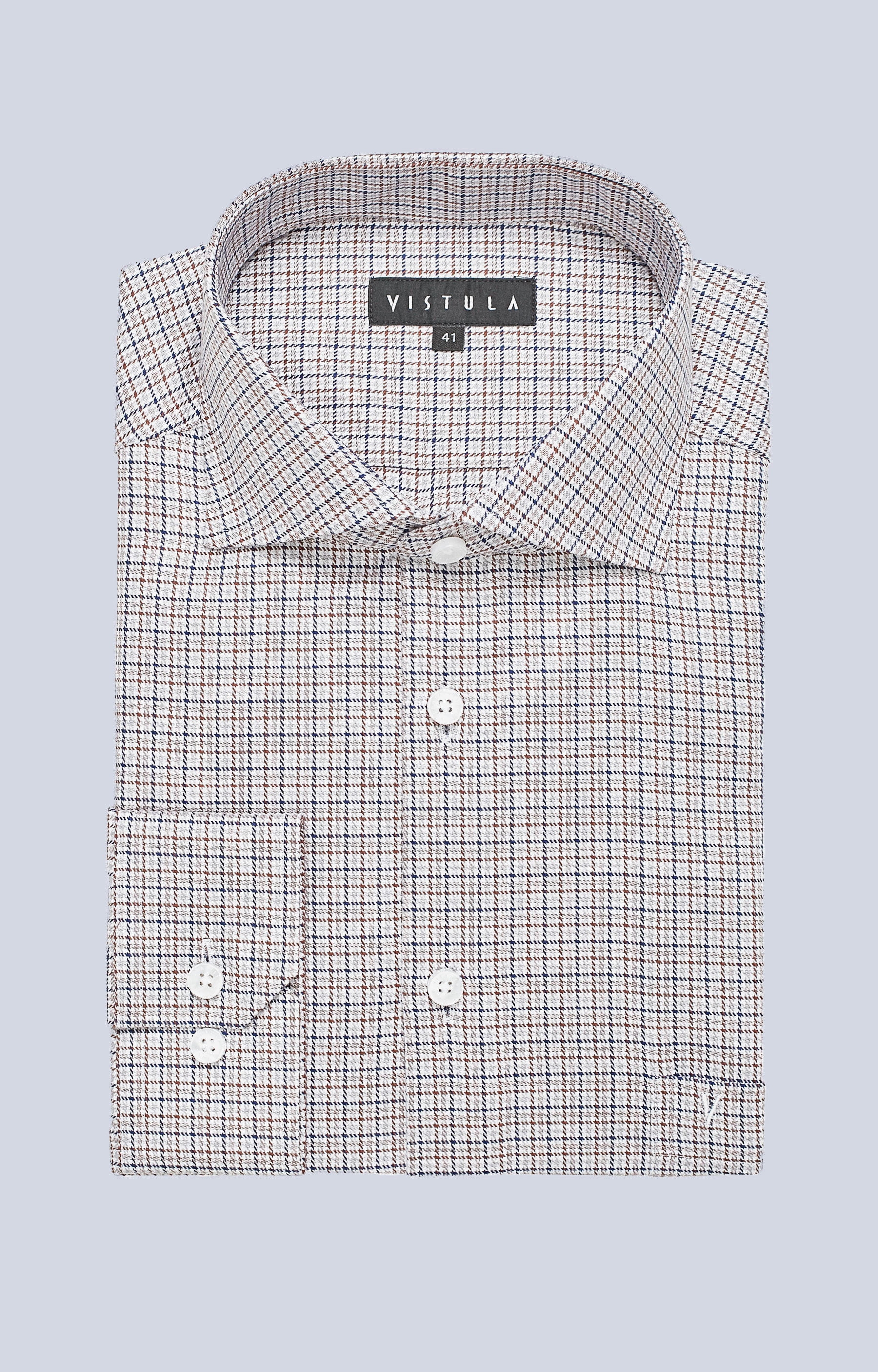 Koszula w mikrowzór z kieszonką, włoski kołnierz - 3