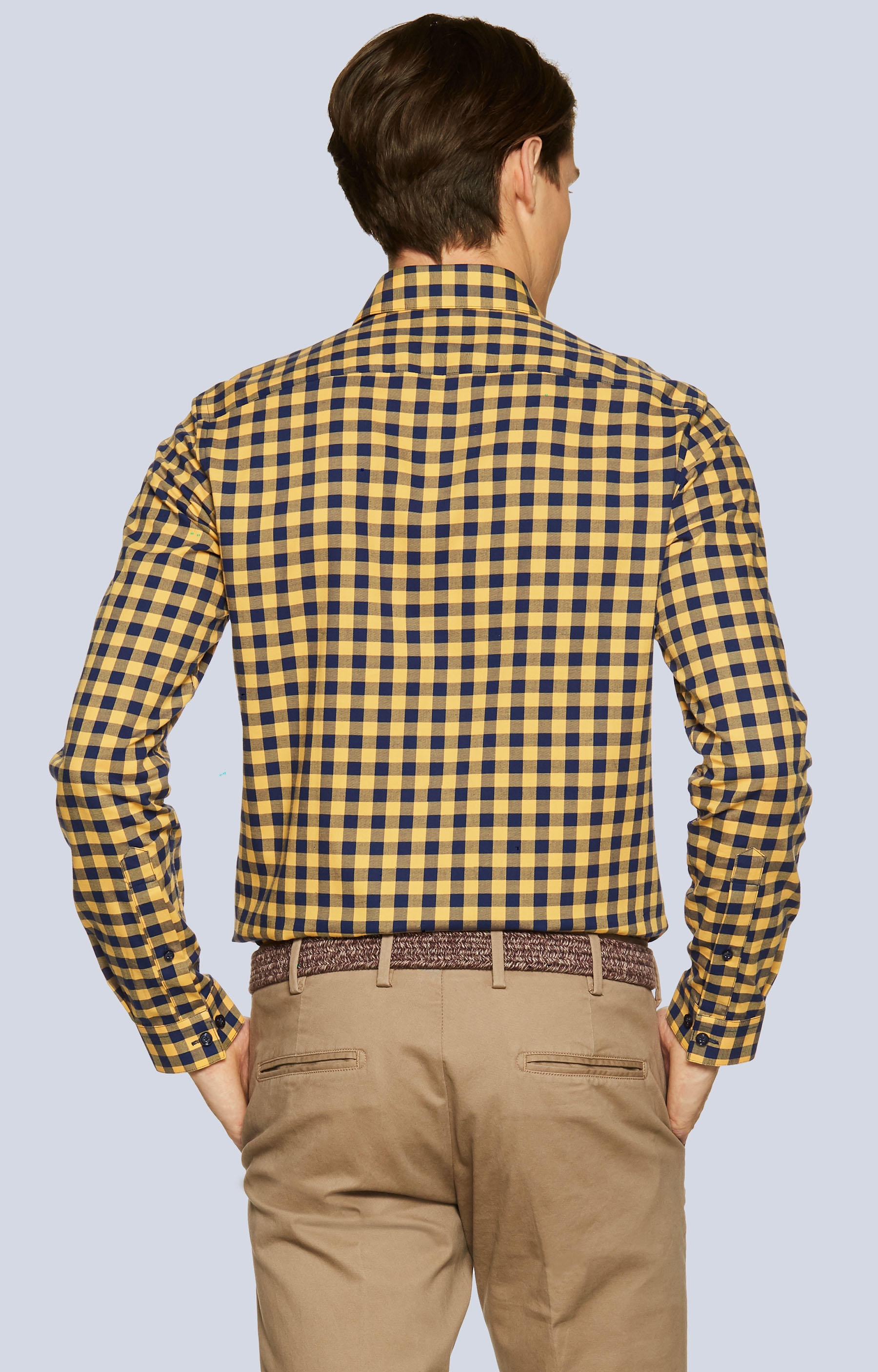 Dopasowana koszula w kratę, kołnierz kryte button-down - 2