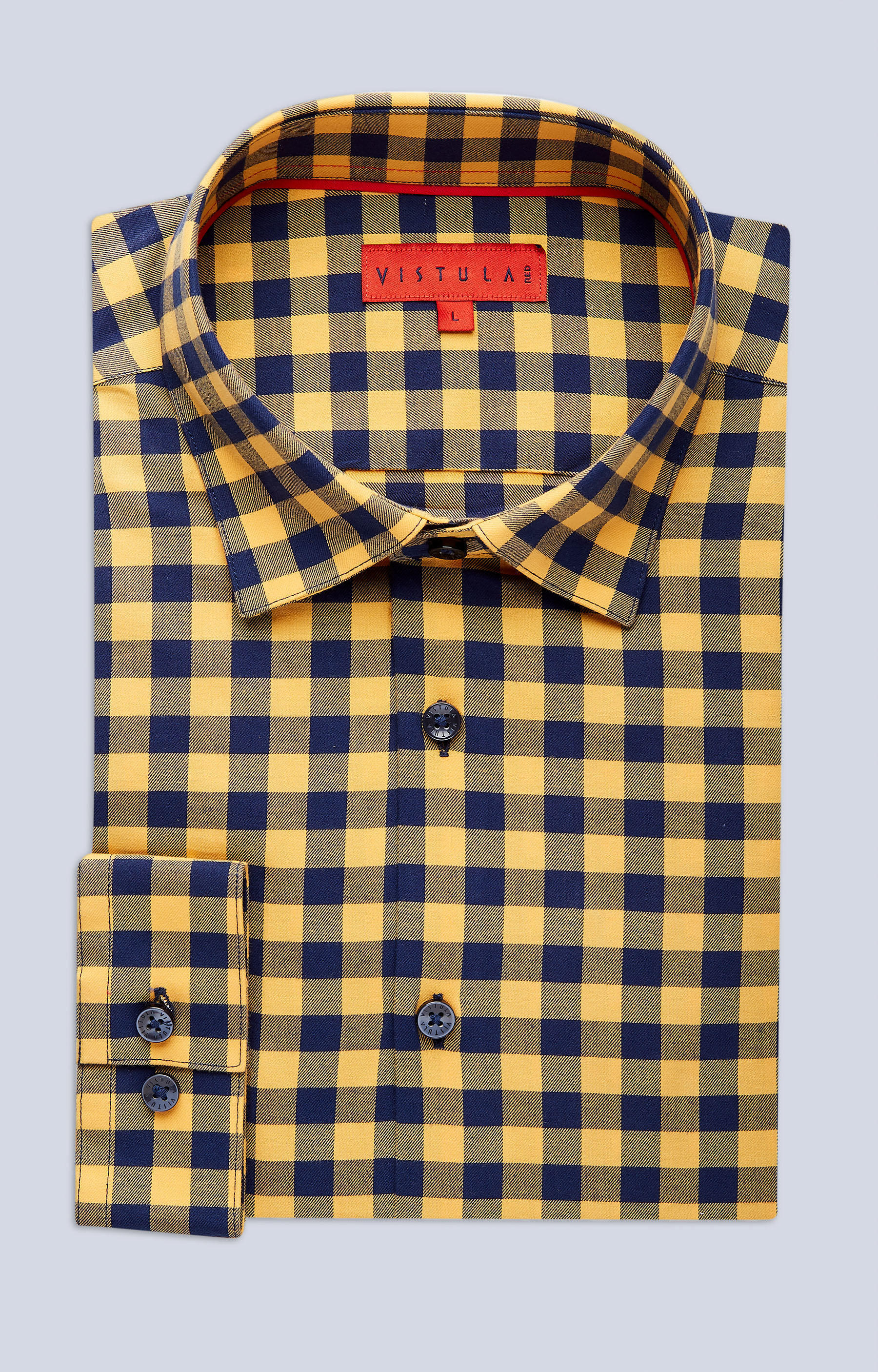 Dopasowana koszula w kratę, kołnierz kryte button-down - 3