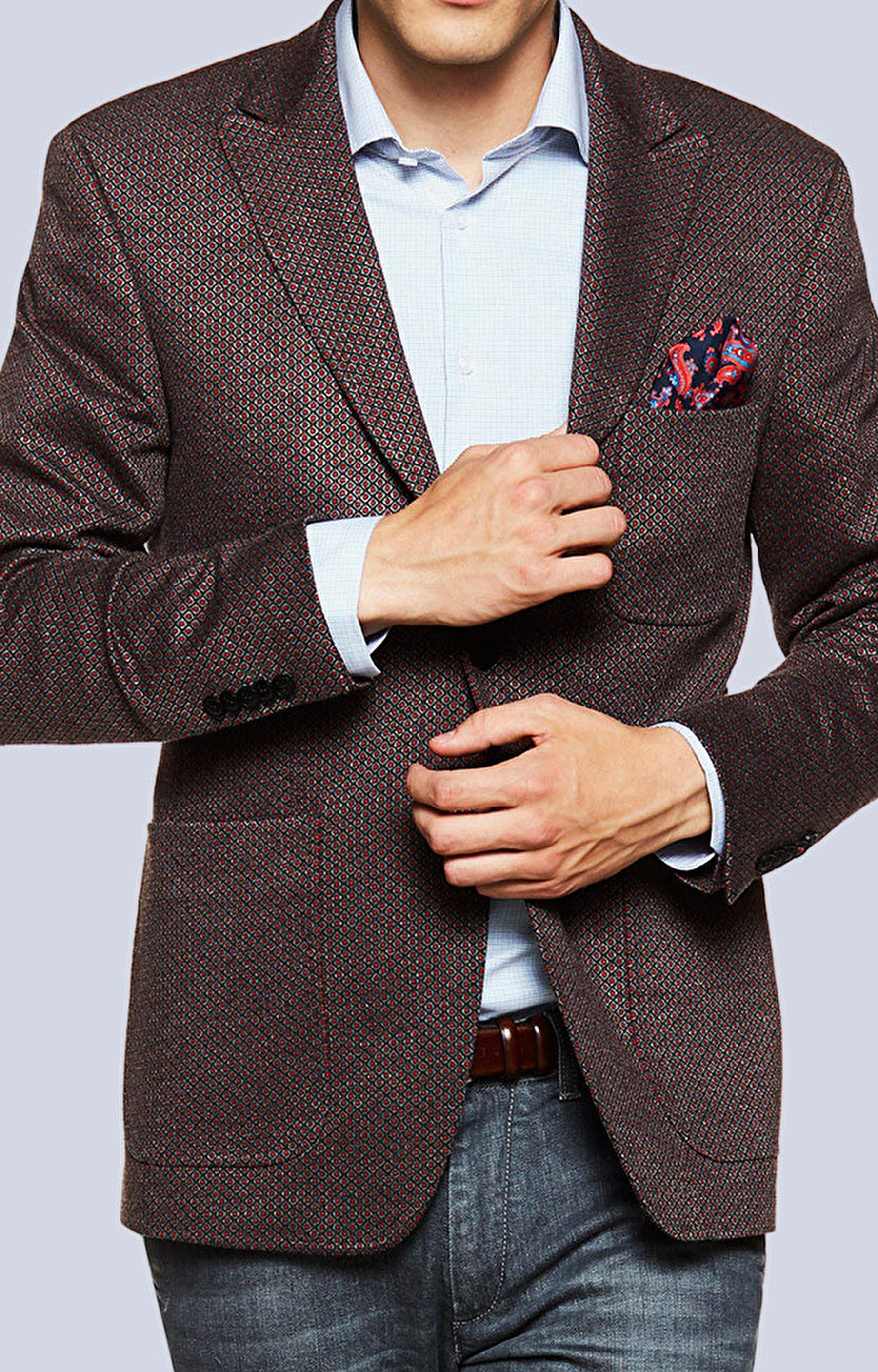 Dopasowana marynarka bawełniana w strukturalny wzór - 2