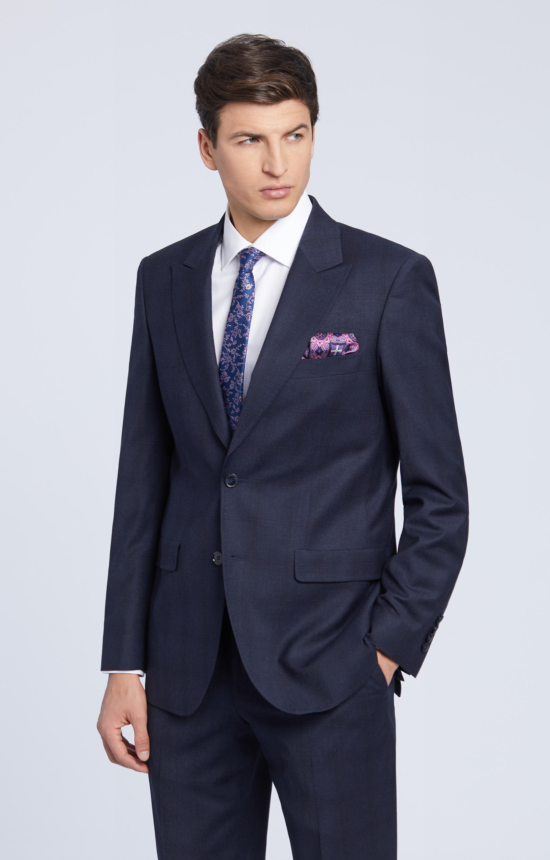 Dopasowany, wełniany garnitur w subtelną kratę - 2