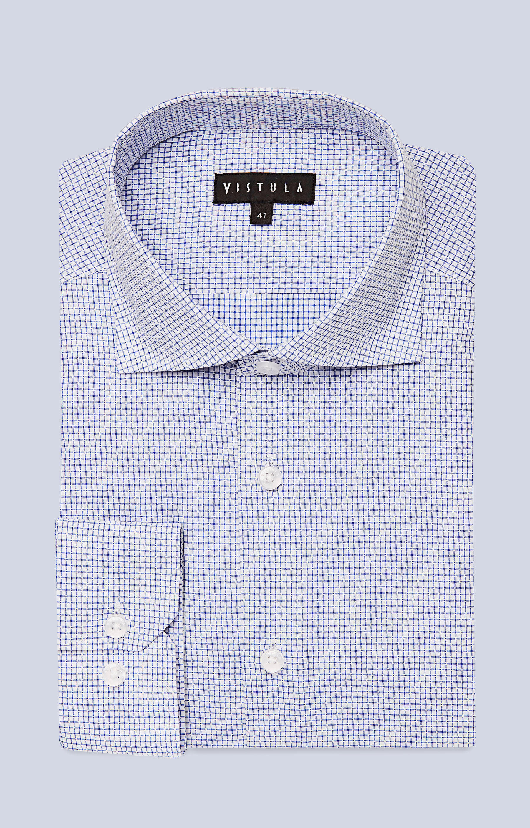 Koszula w drobną kratę z włoskim kołnierzem - 3