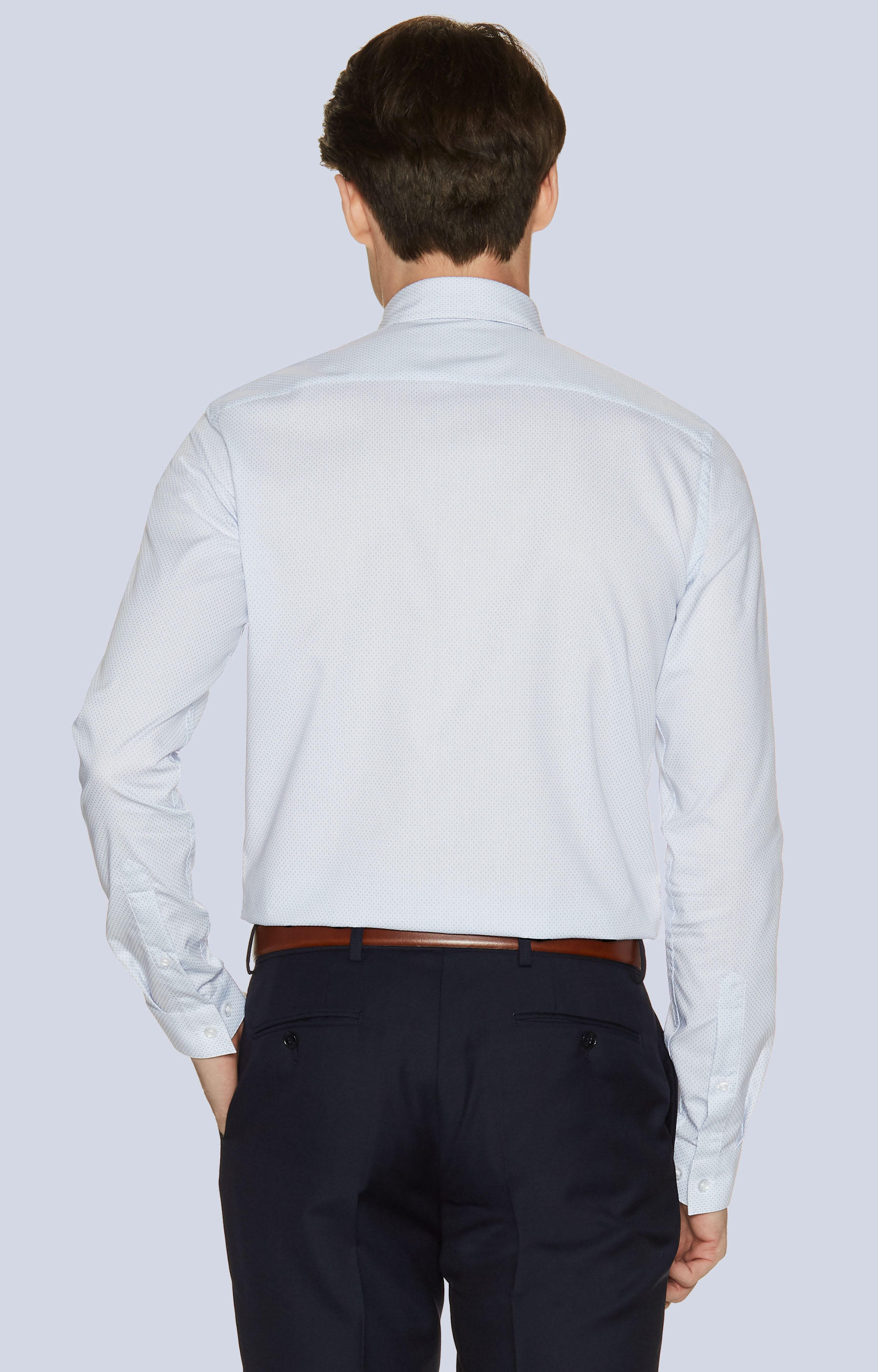 Dopasowana koszula w mikrowzór, kołnierz kryte button-down - 2