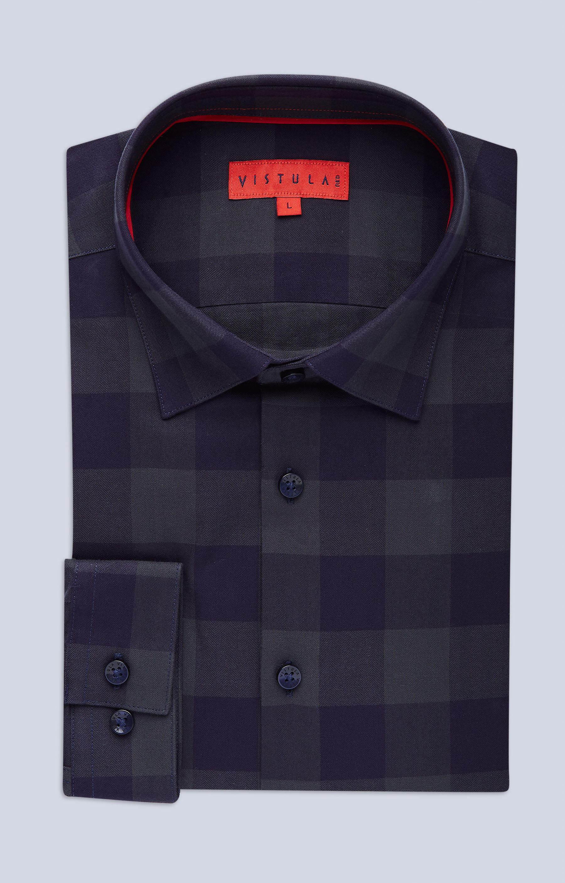 Dopasowana koszula w kratę, kołnierz kryty button-down - 3