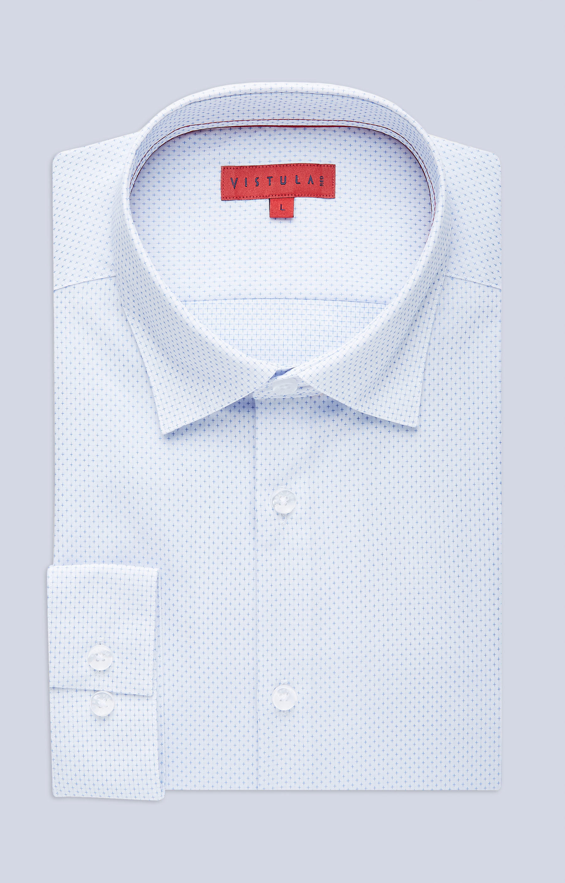 Dopasowana koszula w mikrowzór, kołnierz kryte button-down - 3