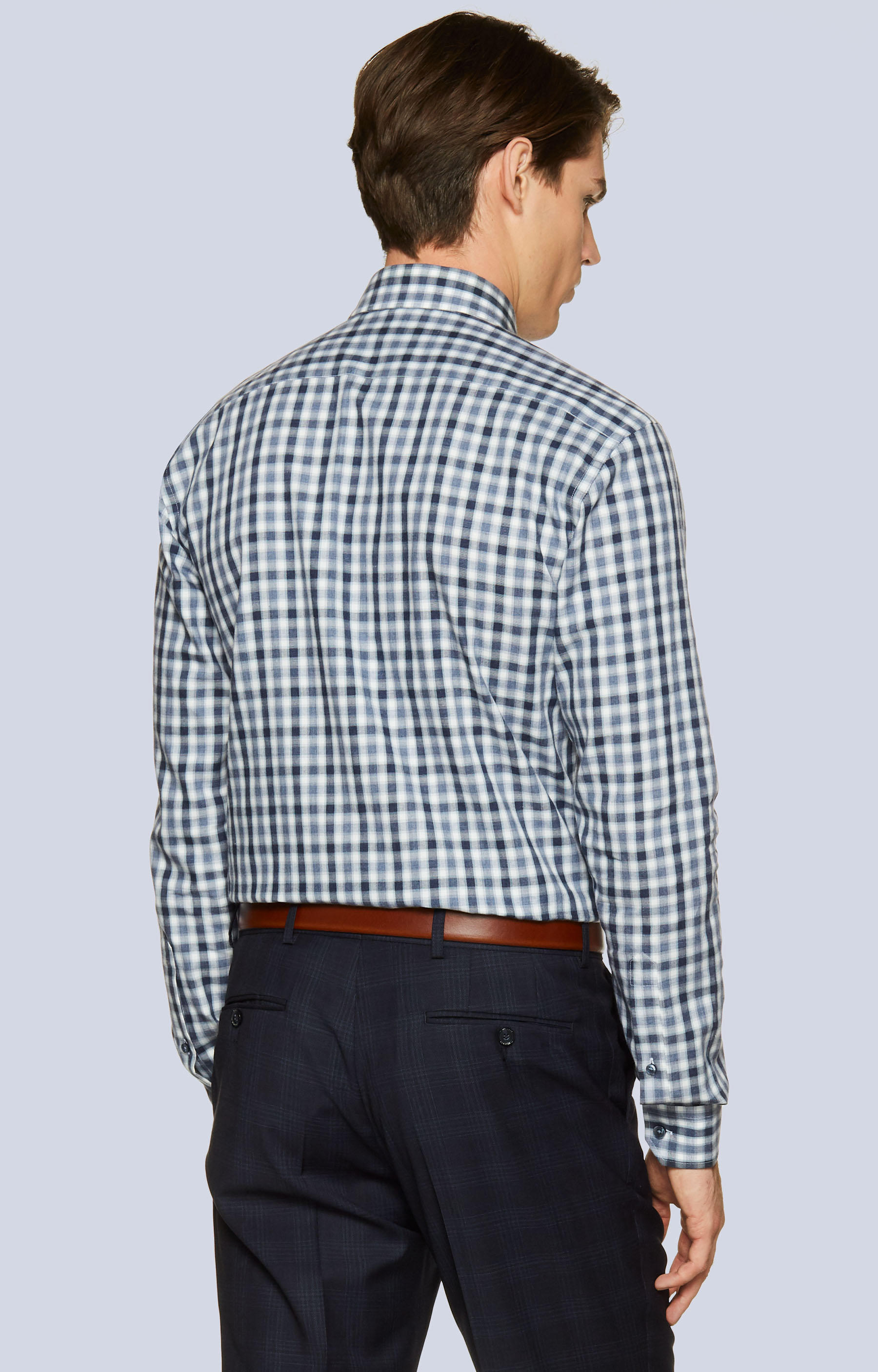 Swobodna koszula w kratę z włoskim kołnierzem - 2