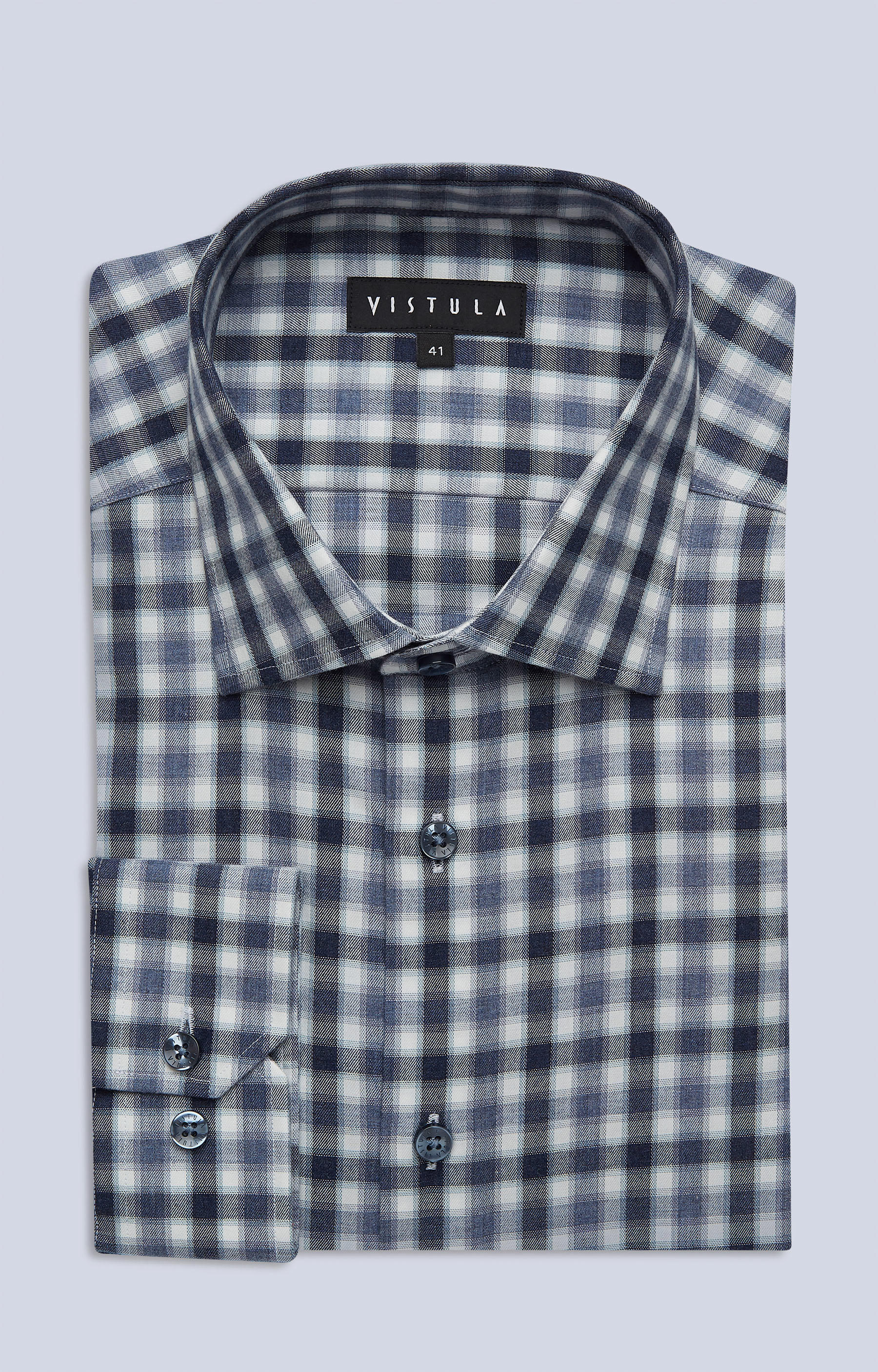 Swobodna koszula w kratę z włoskim kołnierzem - 3