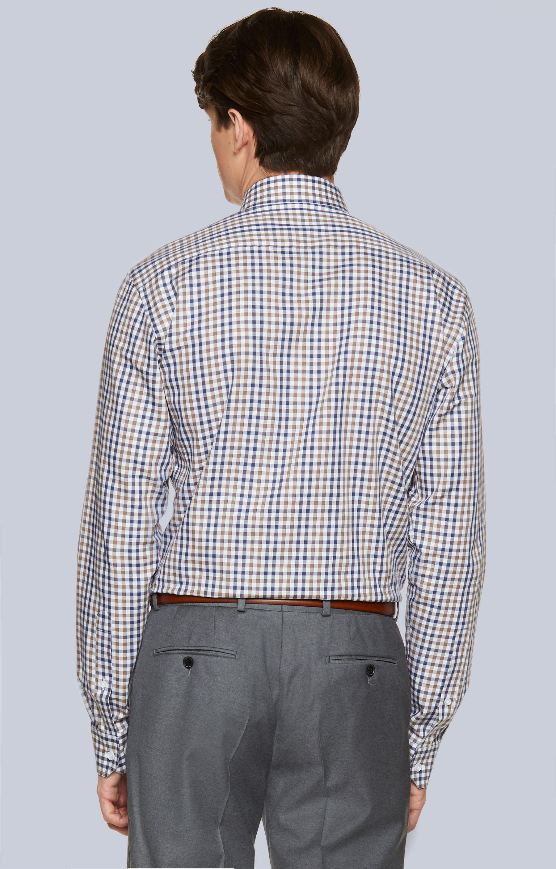 Koszula w kratę z kieszonką, włoski kołnierz - 2