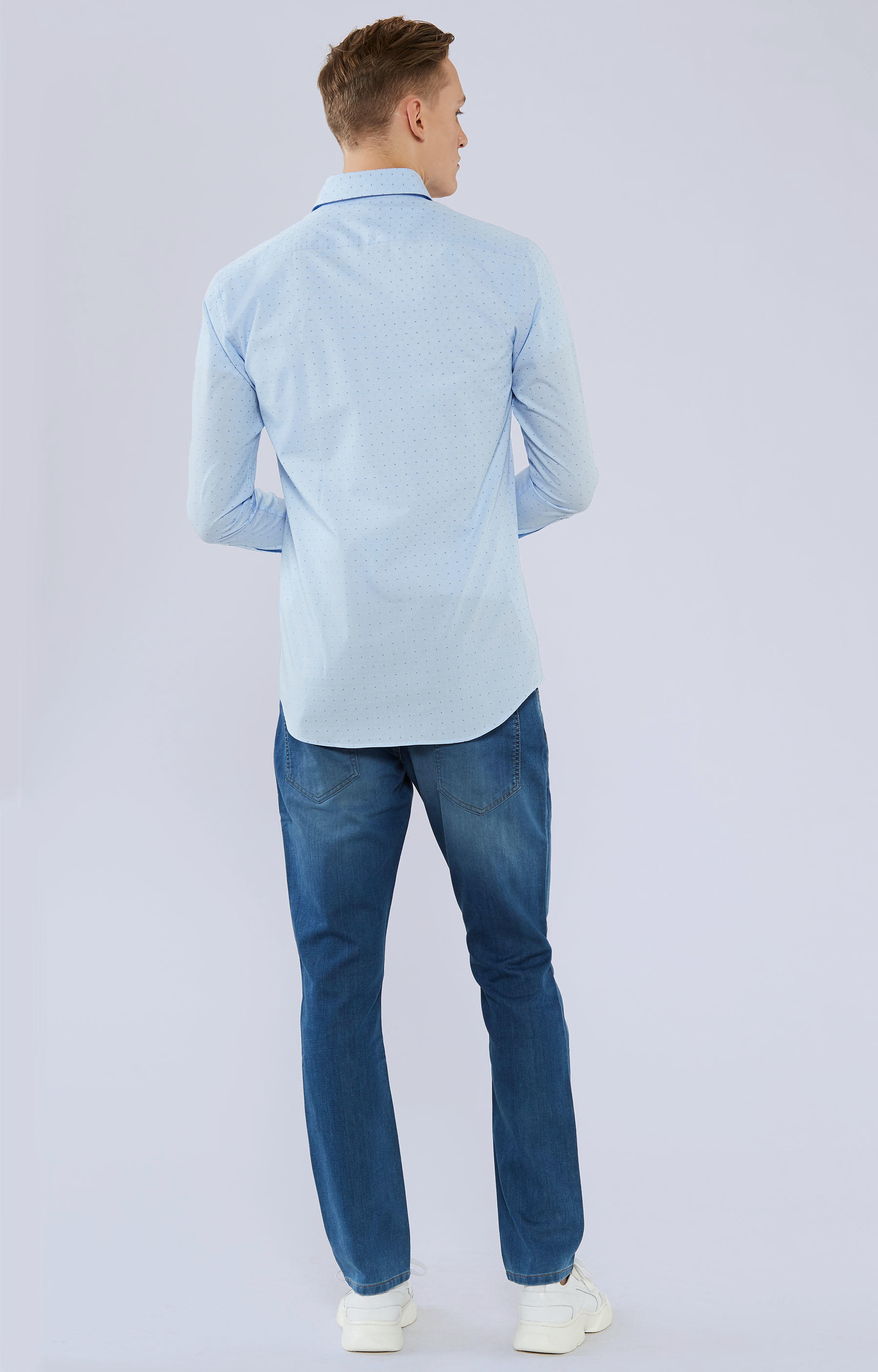 Koszula w mikrowzór, kołnierz kryte button-down - 3