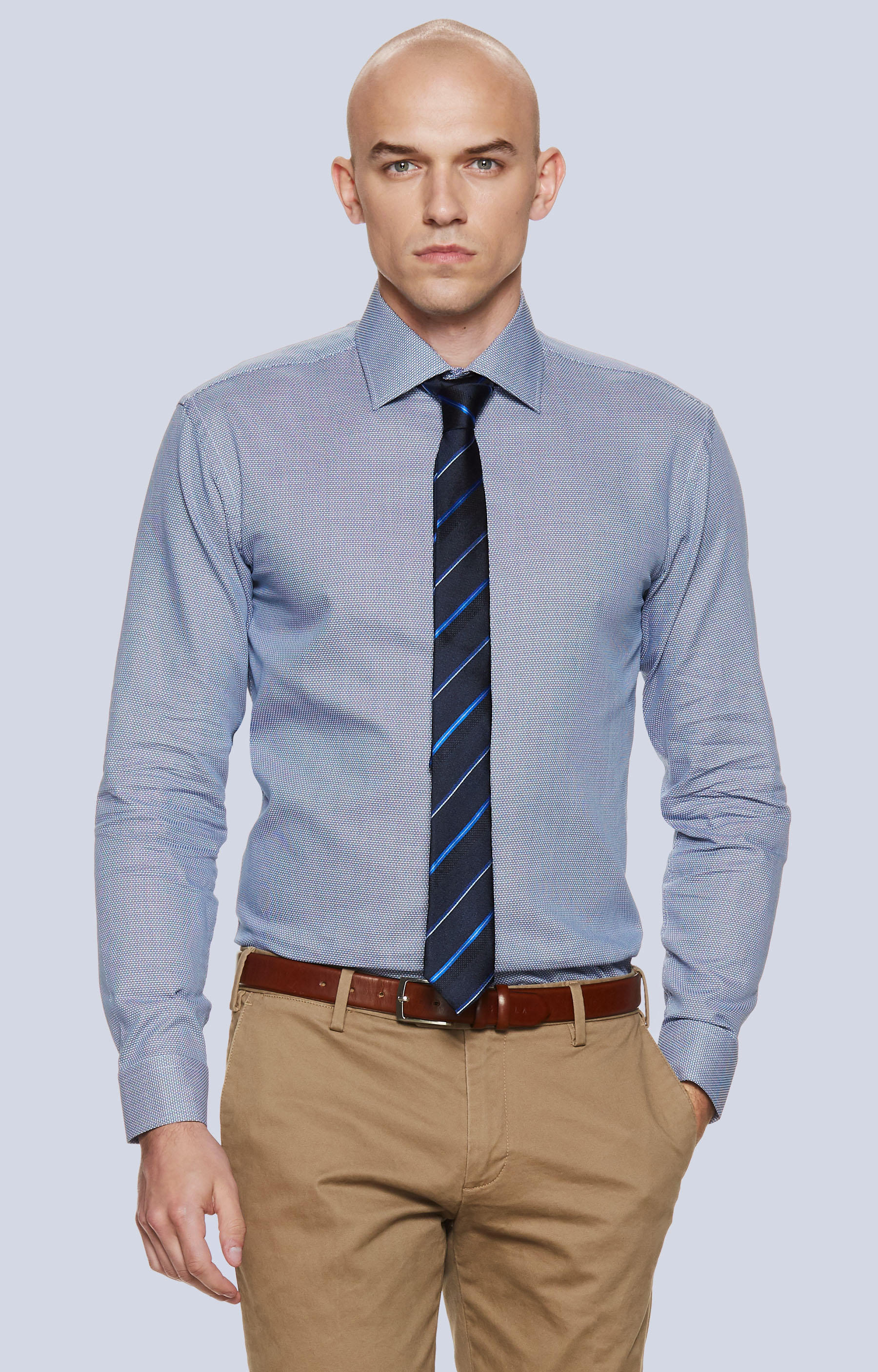 Swobodna koszula w mikrowzór z włoskim kołnierzem