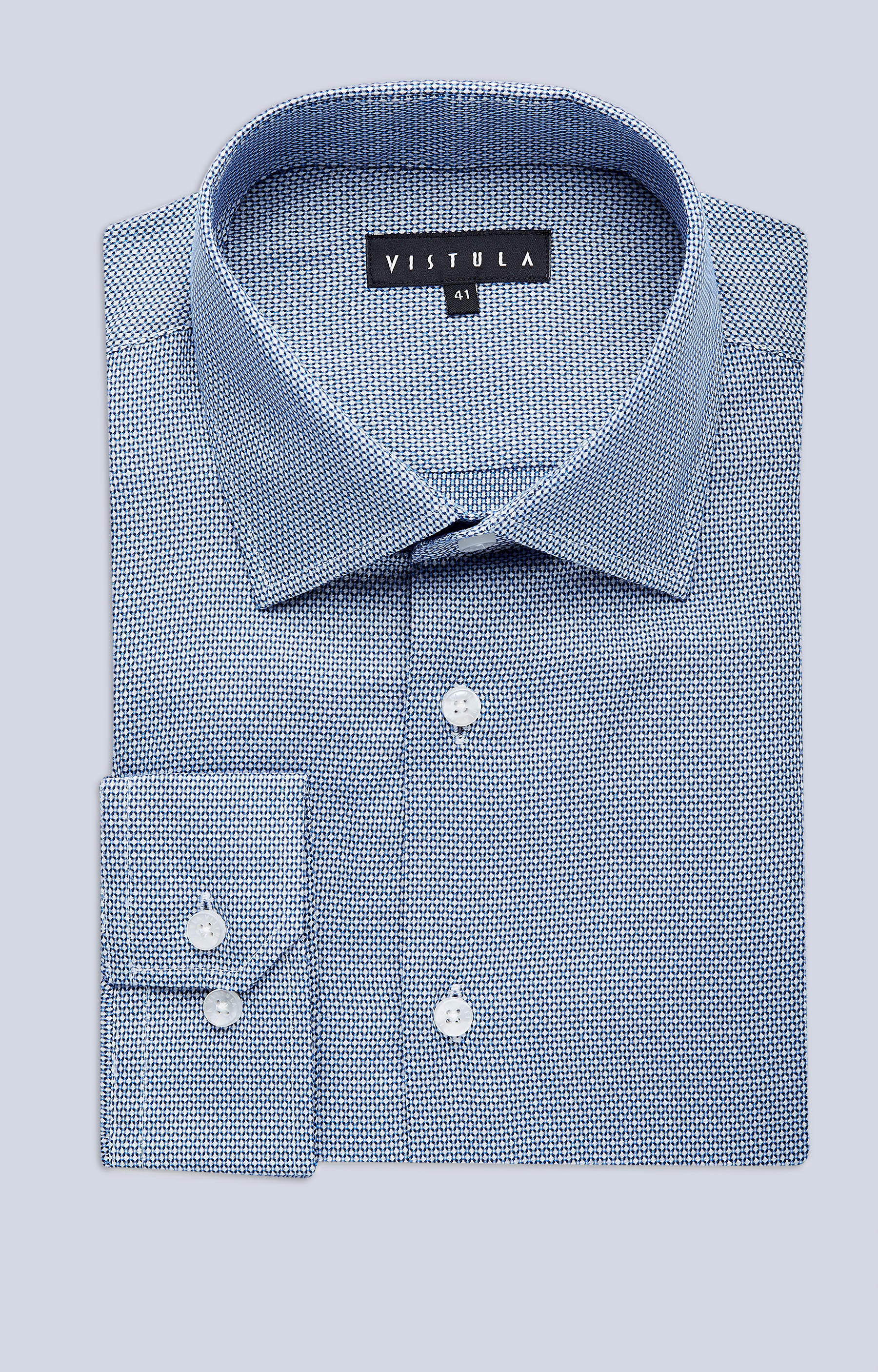 Swobodna koszula w mikrowzór z włoskim kołnierzem - 3