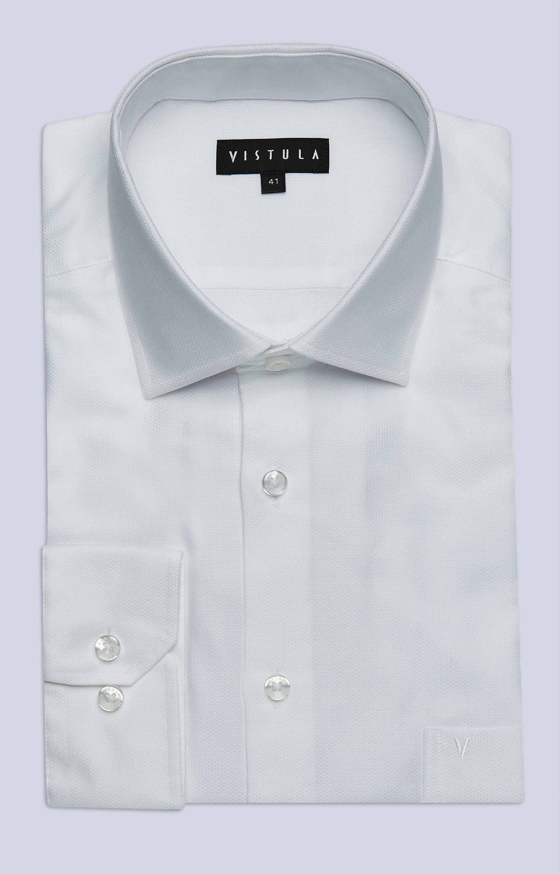 Swobodna koszula w strukturalny wzór z półwłoskim kołnierzem - 3