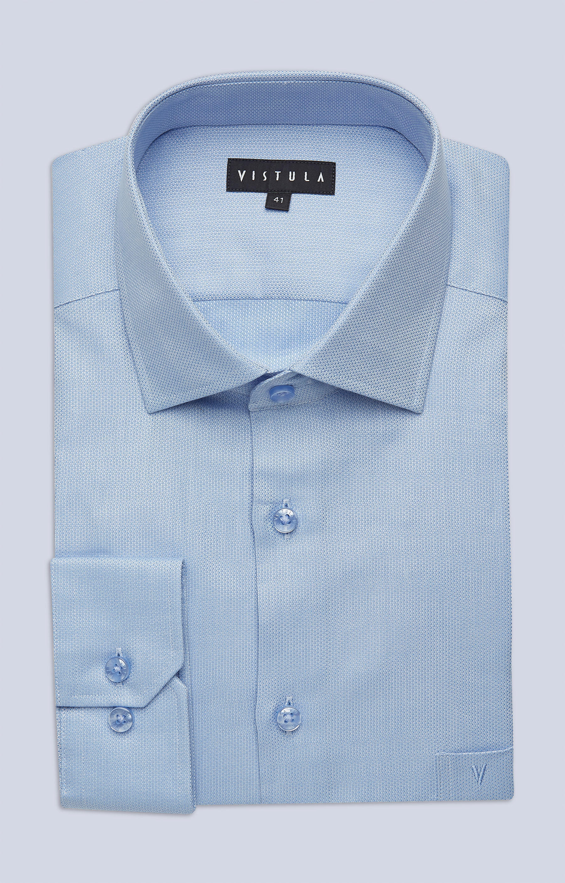 Swobodna koszula w strukturalny wzór z półwłoskim kołnierzem - 3