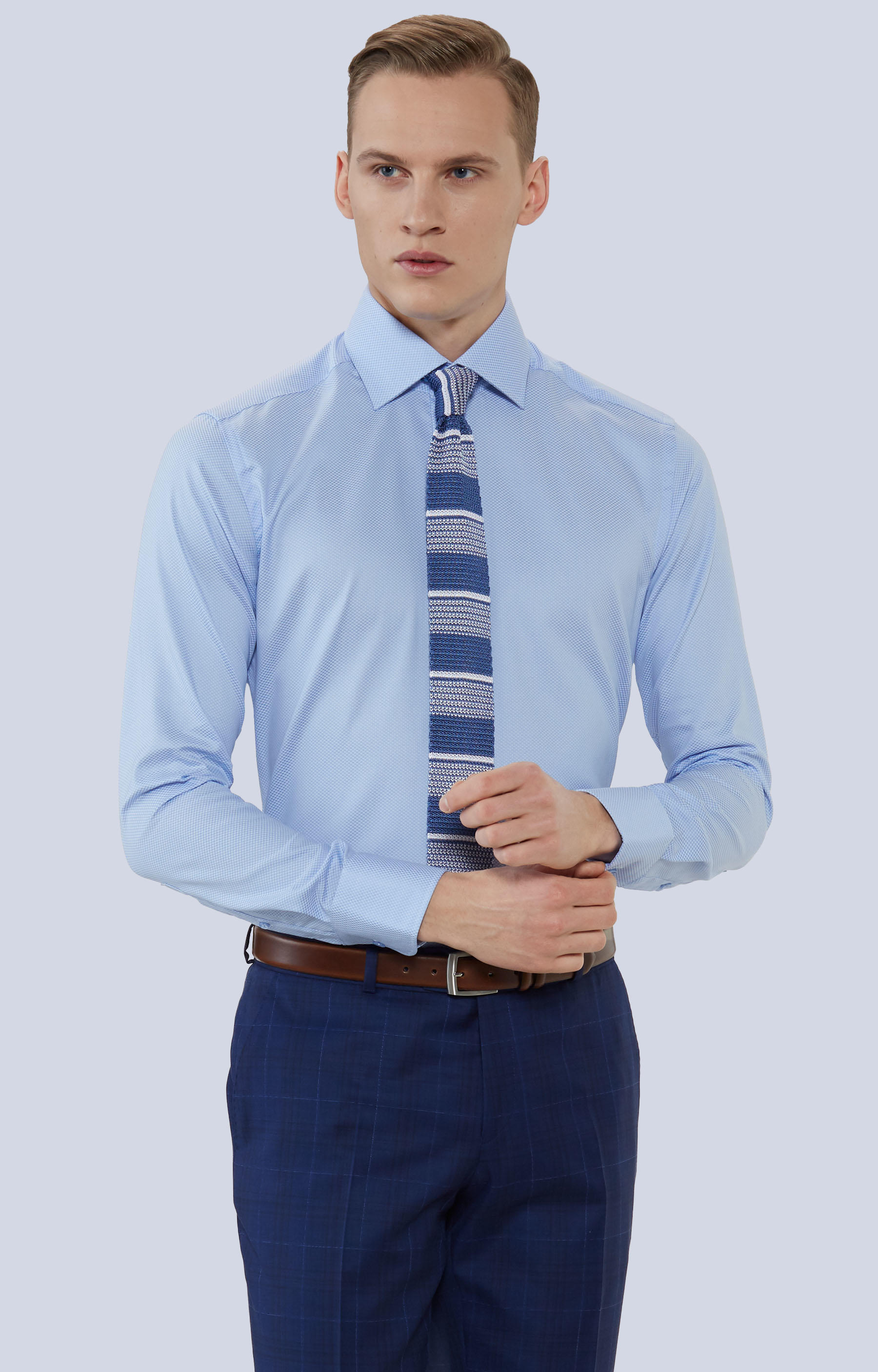 Koszula w mikrowzór z półwłoskim kołnierzem - 2