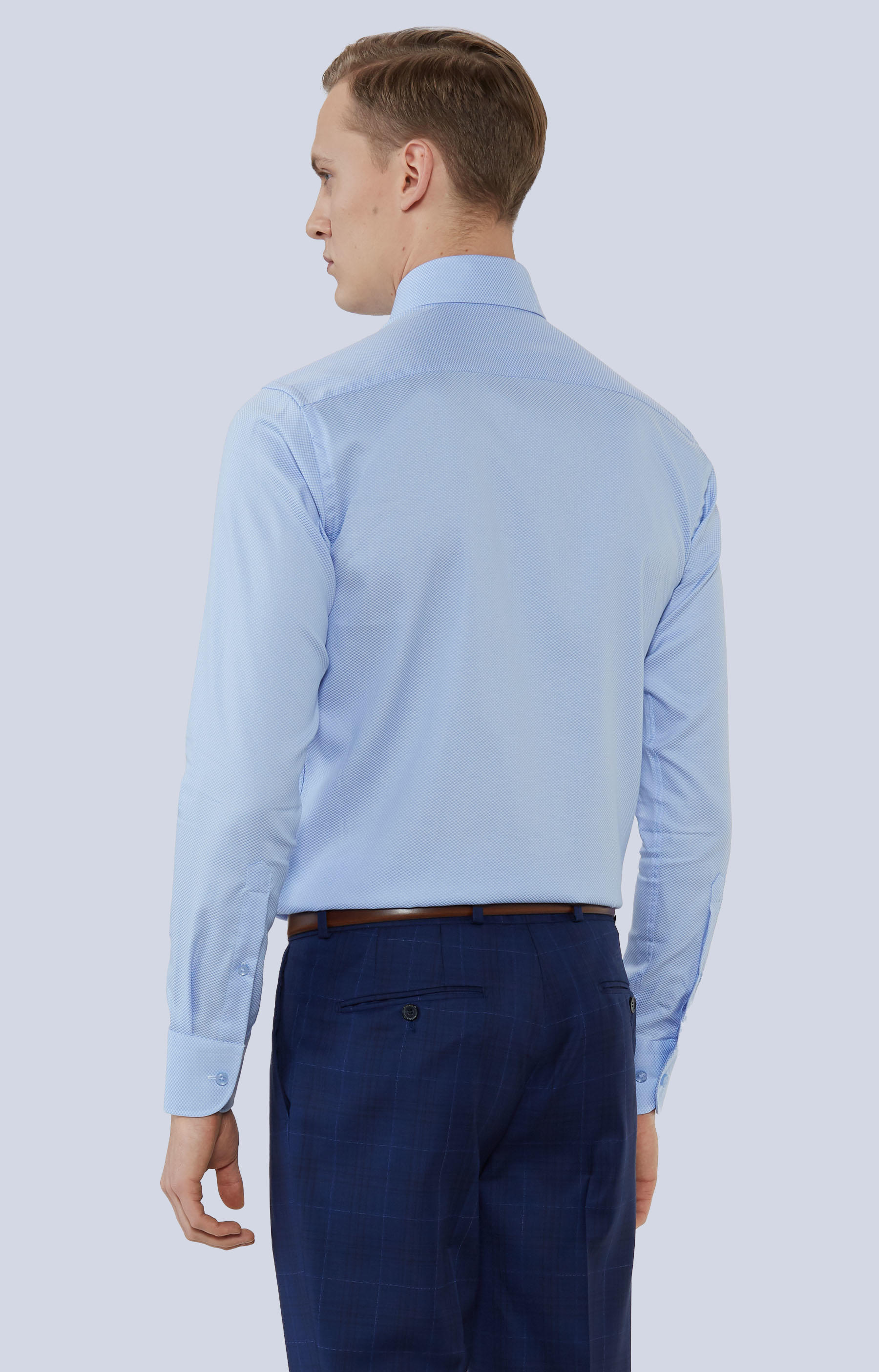 Koszula w mikrowzór z półwłoskim kołnierzem - 3