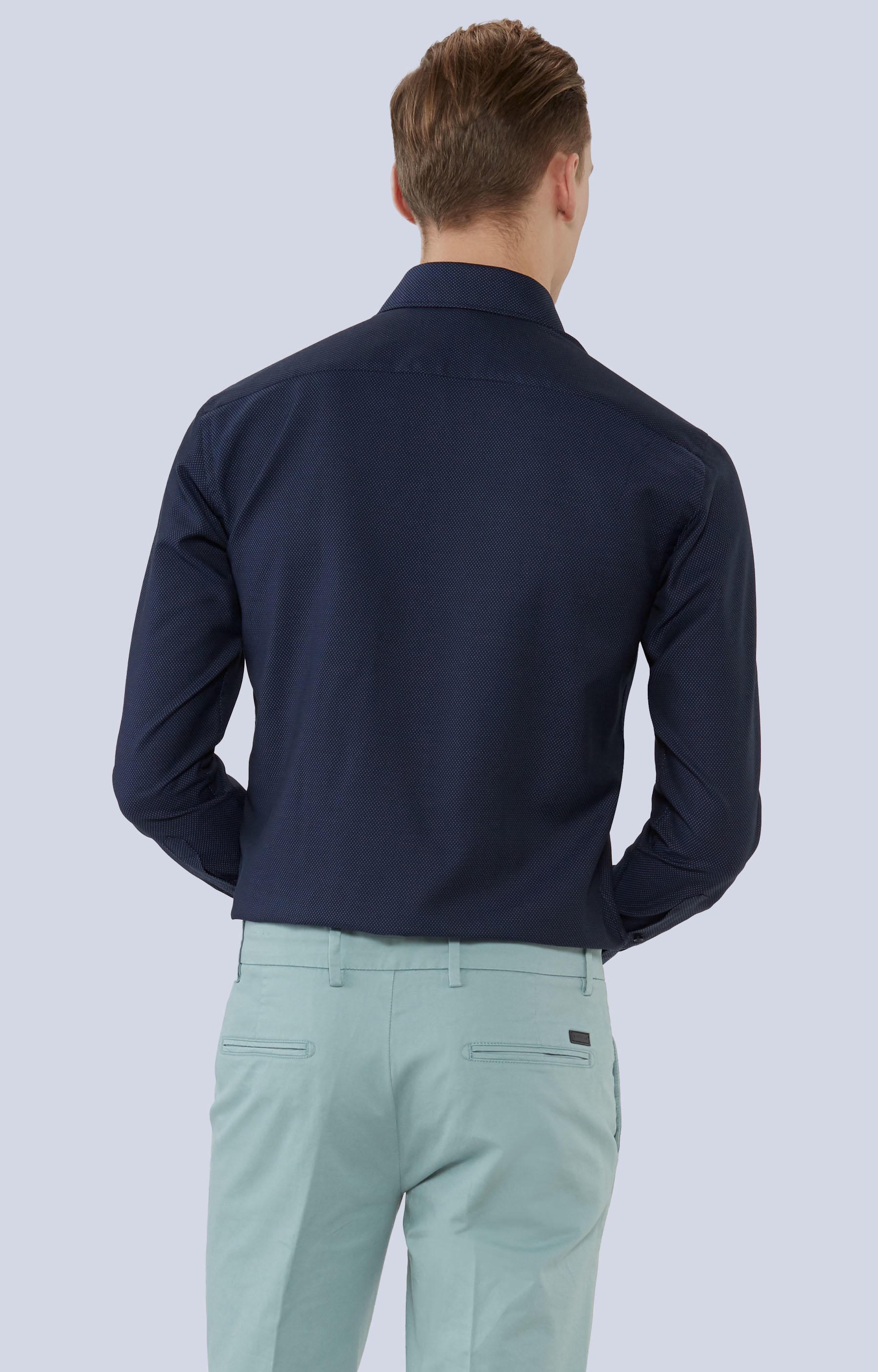 Koszula w mikrowzór z włoskim kołnierzem - 3