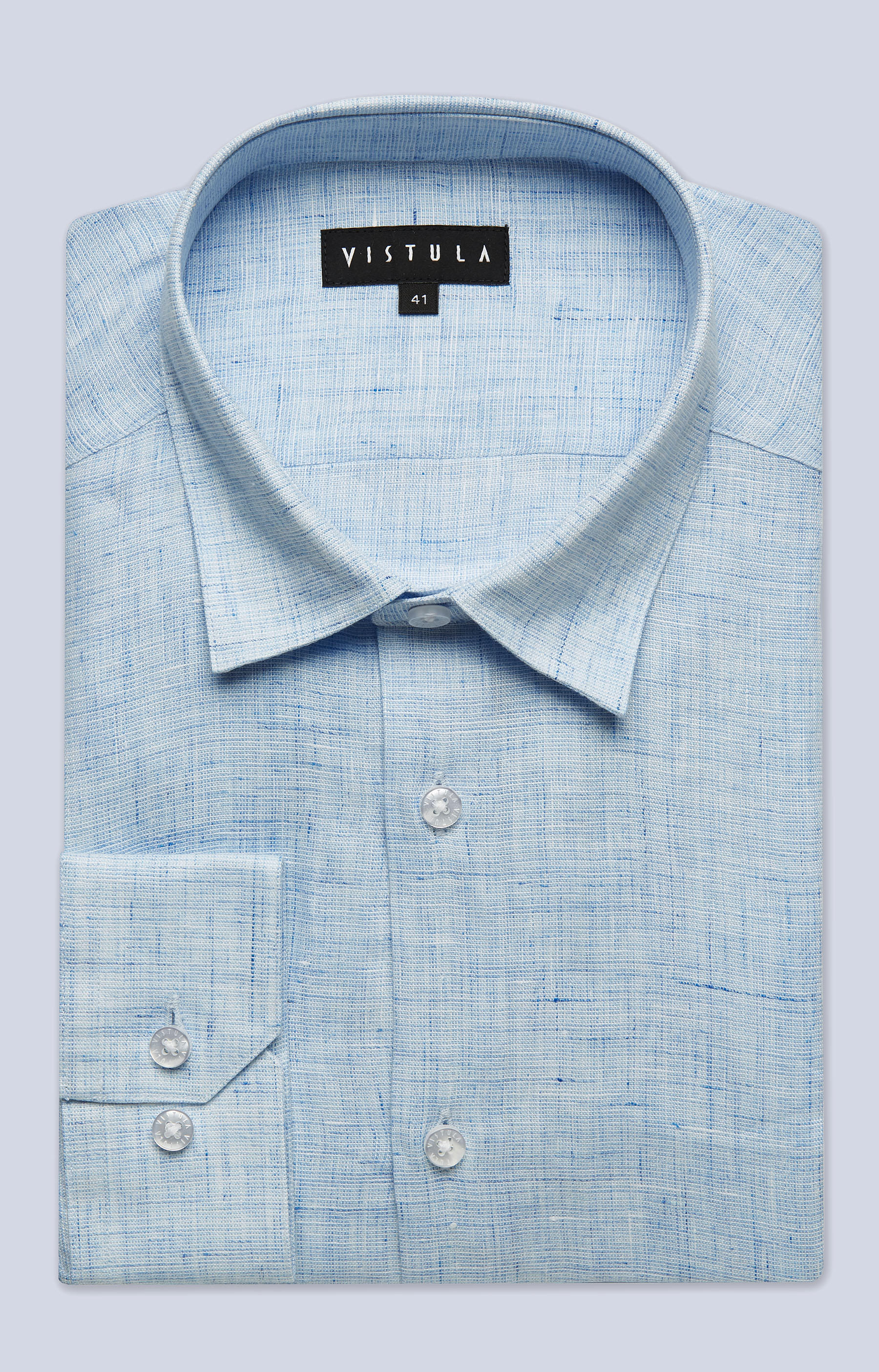 Koszula z lnu z kołnierzem kryte button-down - 2