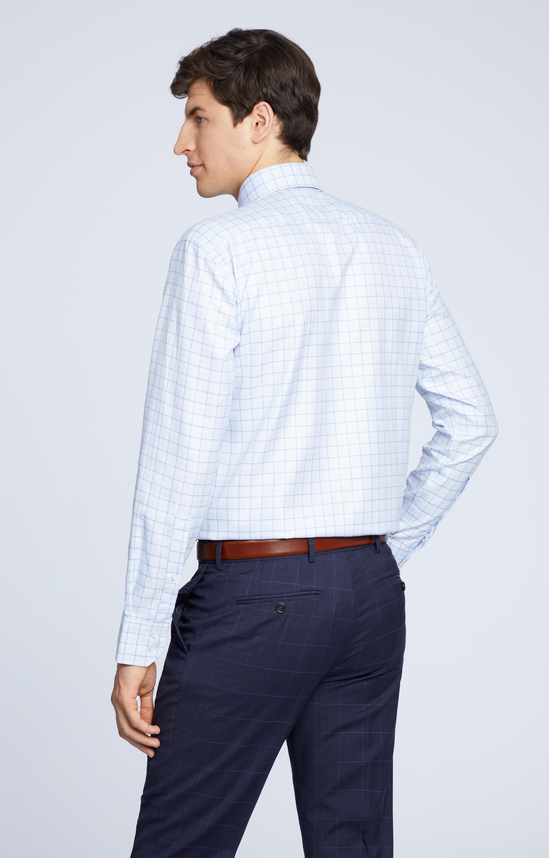 Koszula w kratę z włoskim kołnierzem - 3