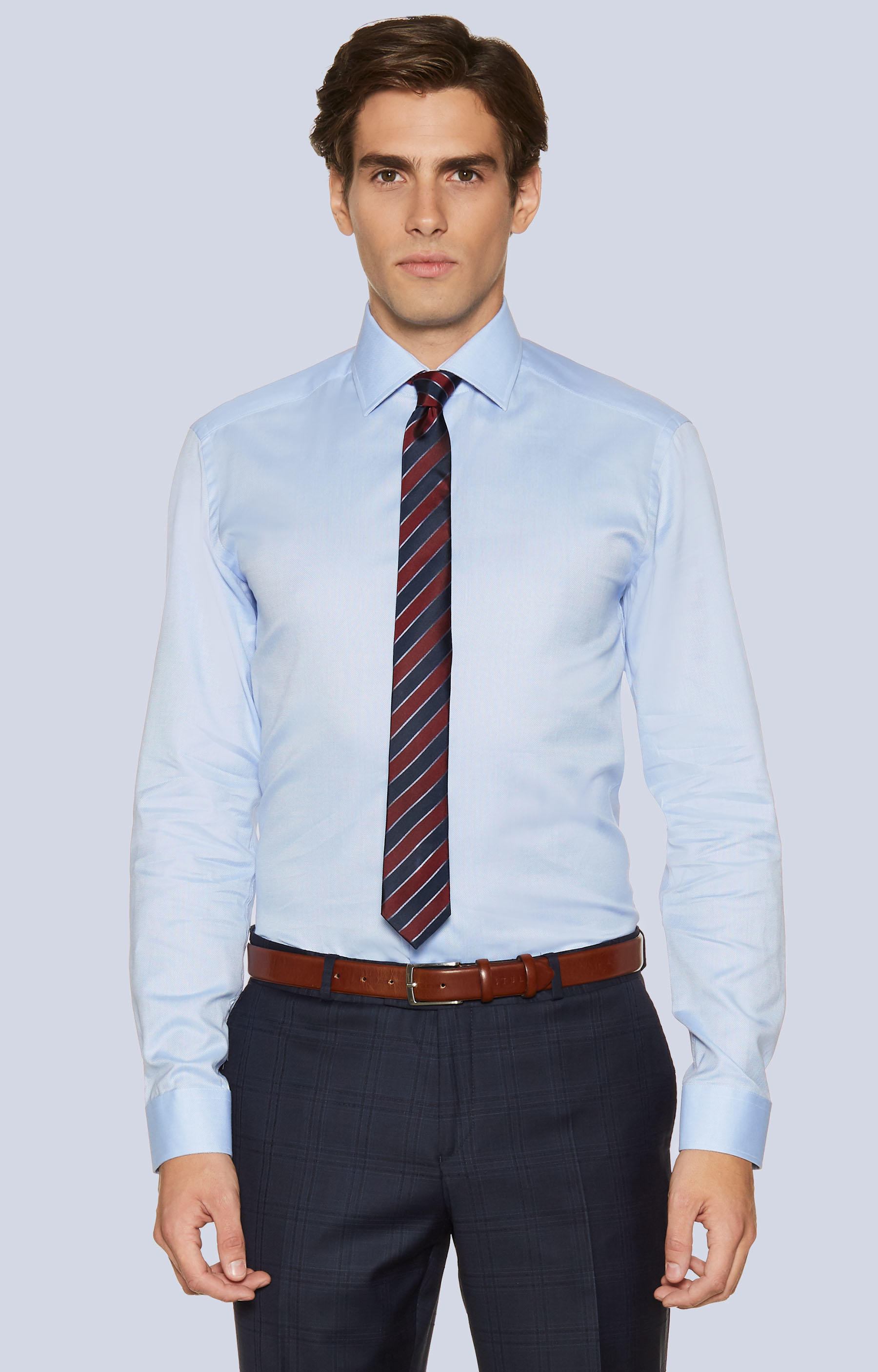 Swobodna koszula w strukturalny wzór z włoskim kołnierzem